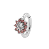 Nickel-Free Stainless Steel Zirconia Belly Ring Clicker - Flower Clear / Pink