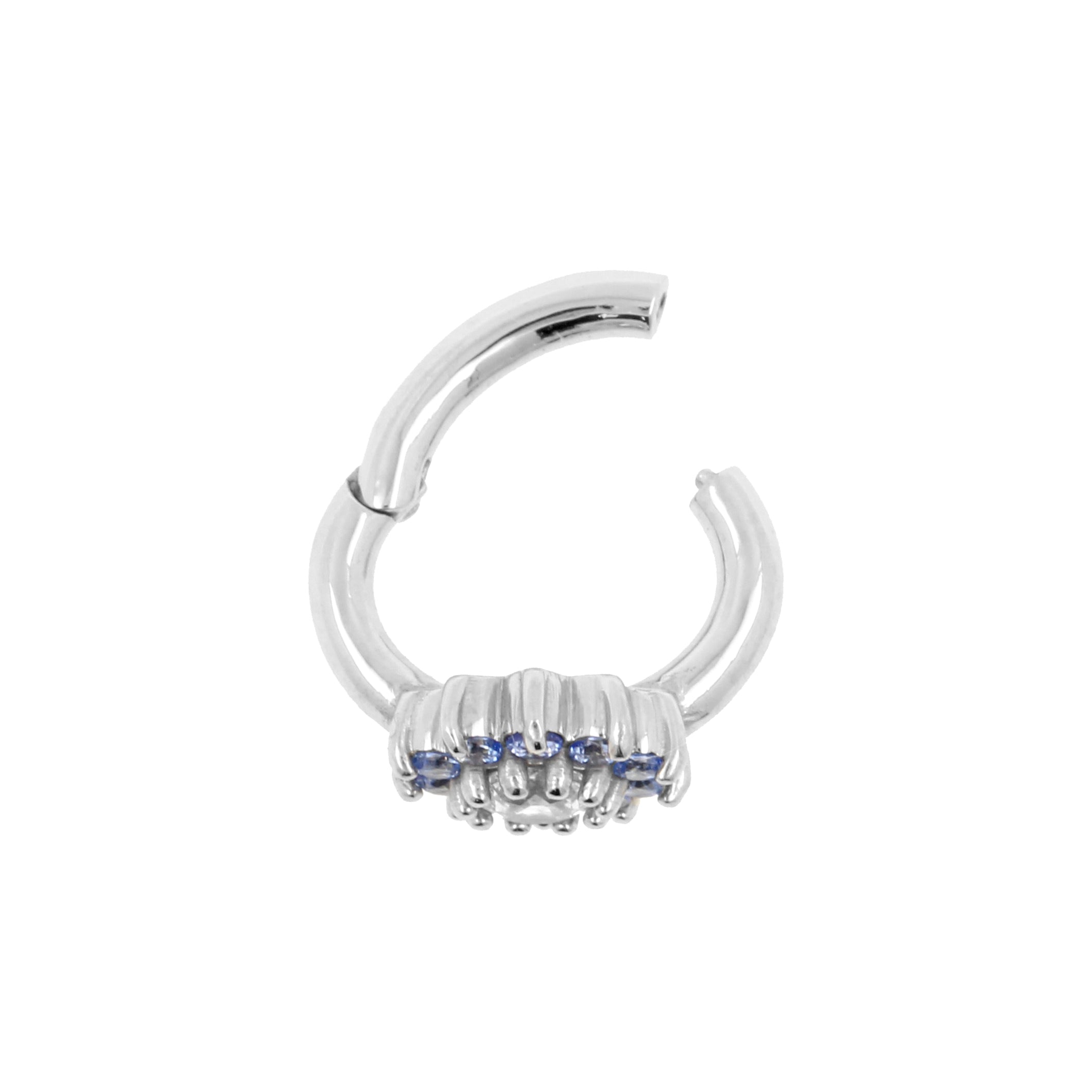 Nikkelvrij Stalen Zirkonia Navel Clicker - Flower Clear / Blue