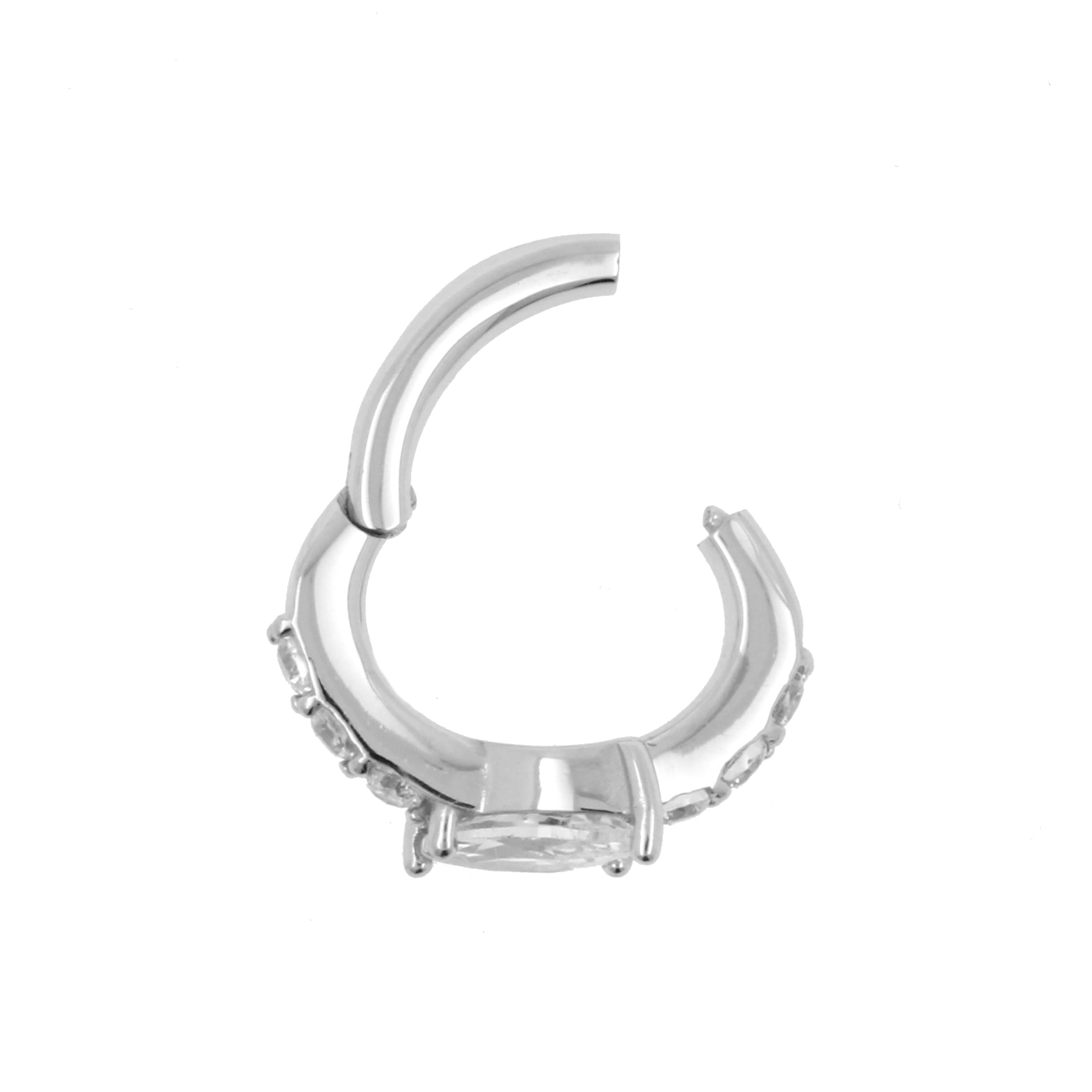 Nikkelvrij Stalen Zirkonia Navel Clicker - Marquise  Clear