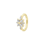 Nickel-Free Stainless Steel Belly Ring Clicker -  Zirconia Flower - Gold