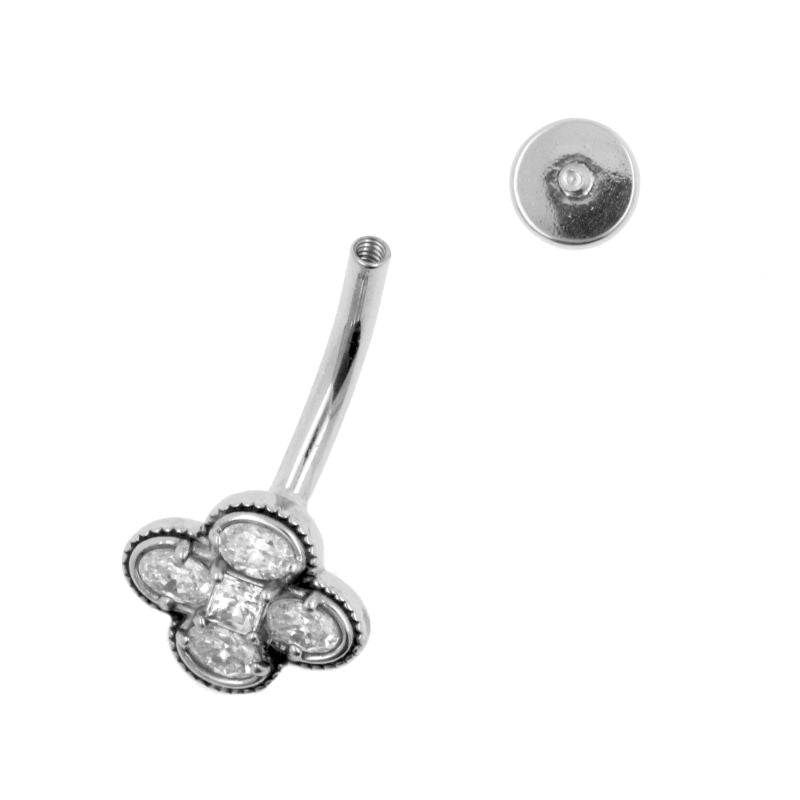 Chirurgisch Stalen Navelpiercing Zirkonia Flower