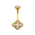 Surgical Steel Belly Ring Zirconia Flower Gold