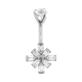 Surgical Steel Belly Ring Zirconia Trapezoid Cluster Silver