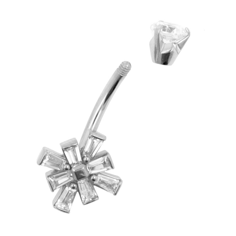 Chirurgisch Stalen Navelpiercing Zirkonia Trapezoid Cluster