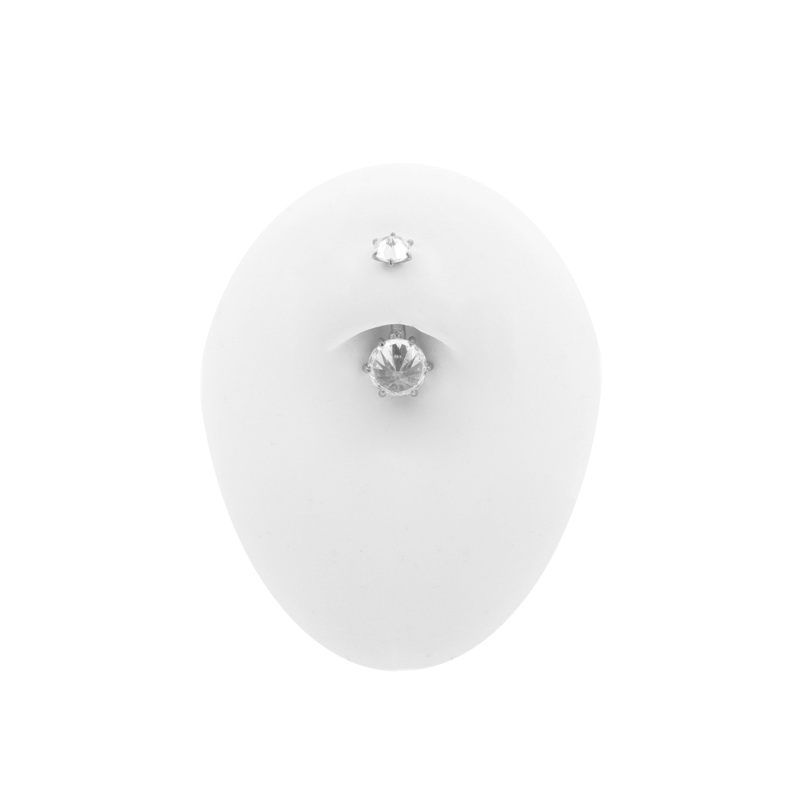 Surgical Steel Belly Bar With Premium Zirconia Silver
