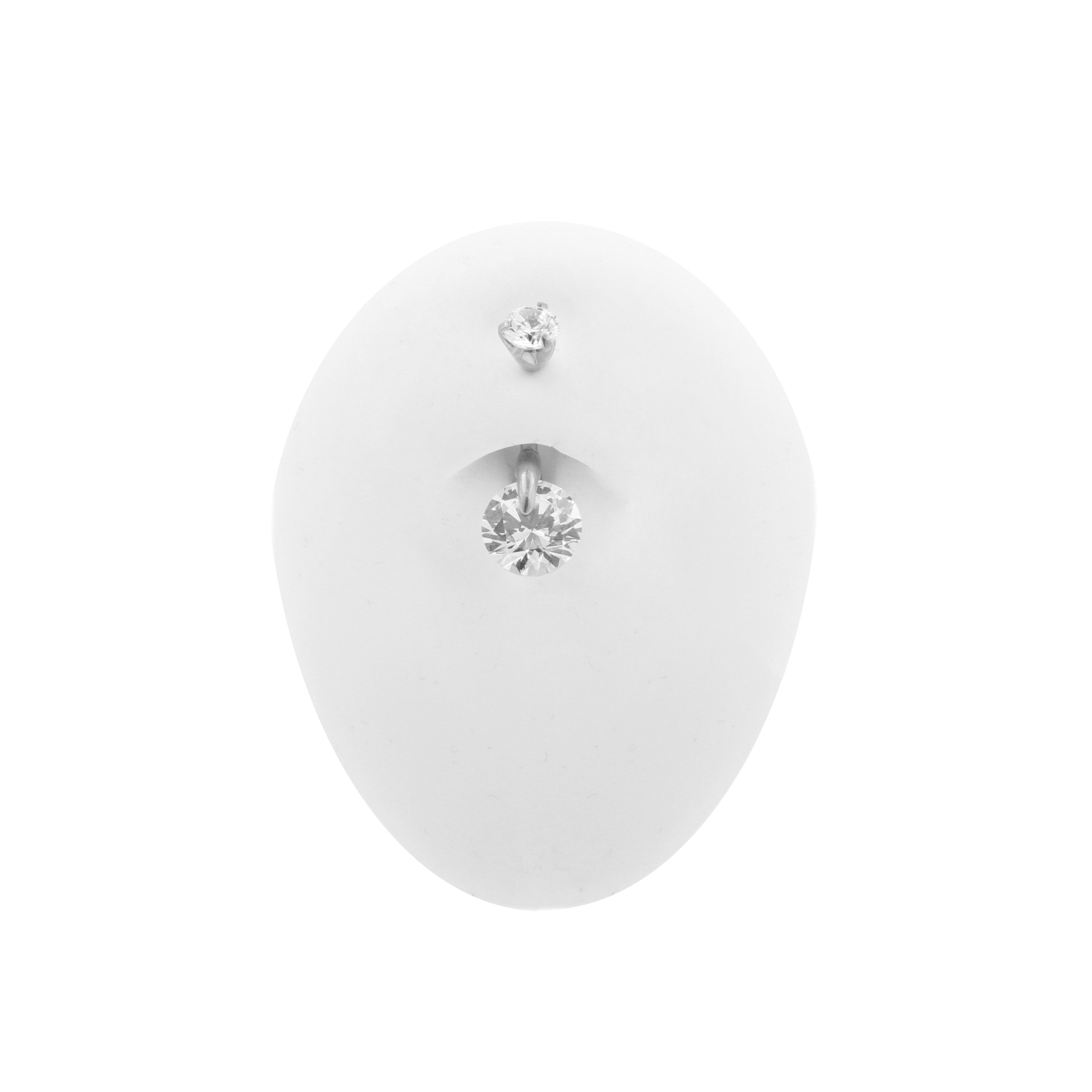 Surgical Steel Belly Bar With Floating Zirkonia Silver