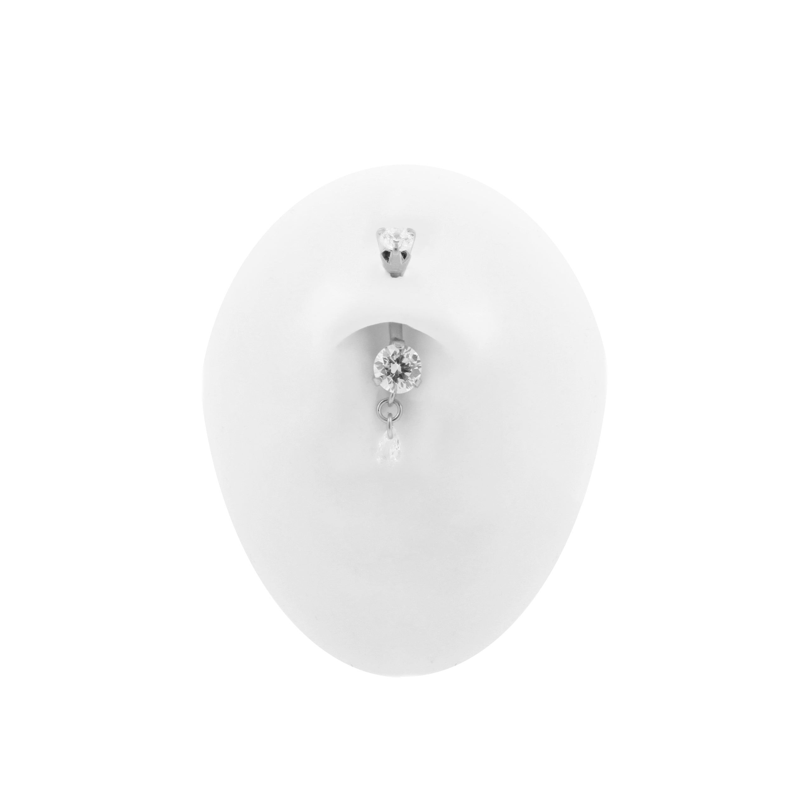 Chirurgisch Stalen Zirkonia Navelpiercing Met Enkel Hangertje Zilver
