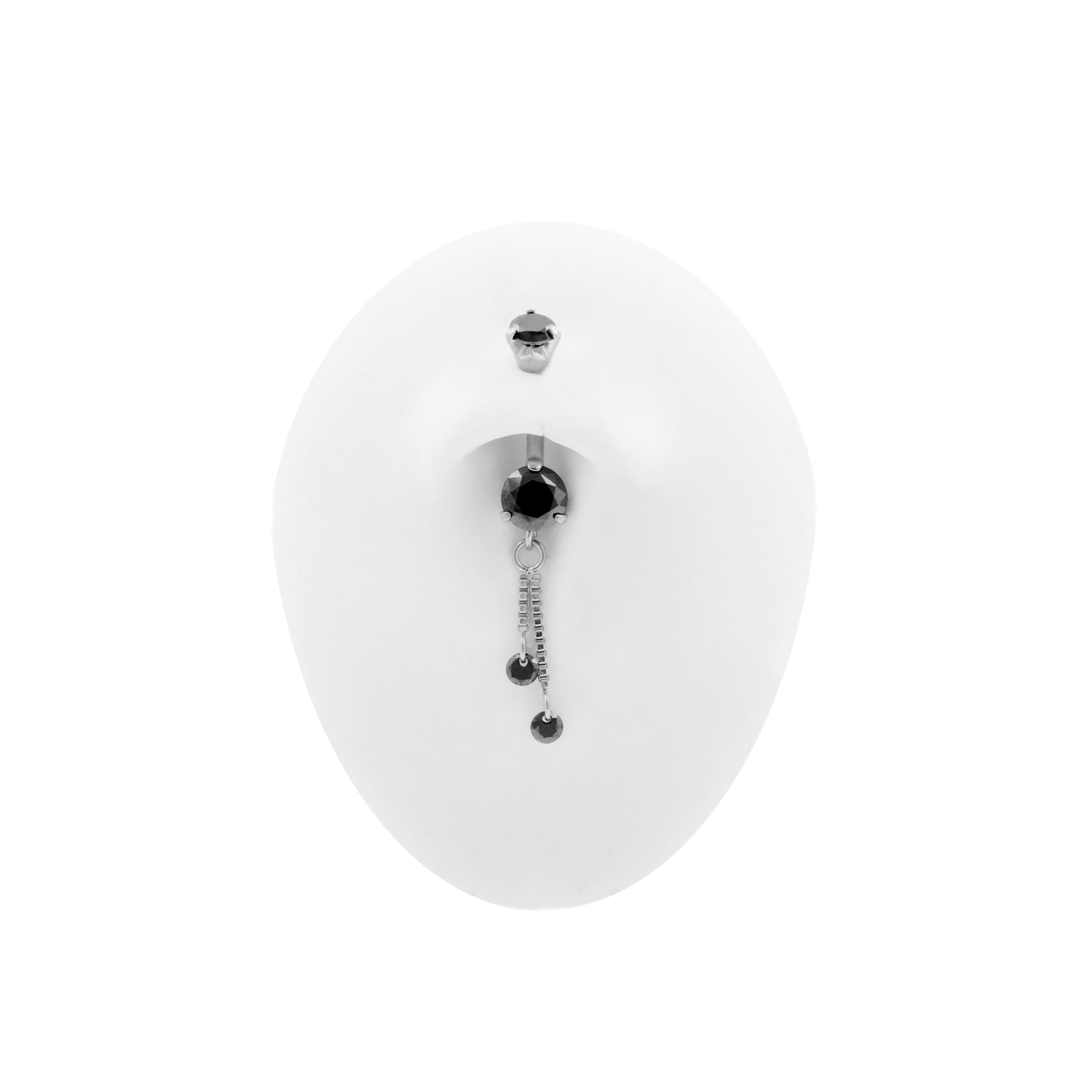 Chirurgisch Stalen Zirkonia Navelpiercing Met Dubbel Hangertje Zilver