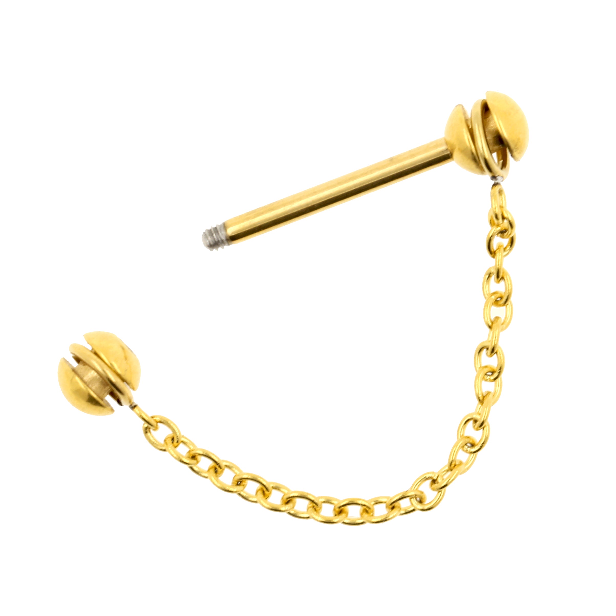 Chirurgisch Stalen Tepel Barbell Met Ketting Goud