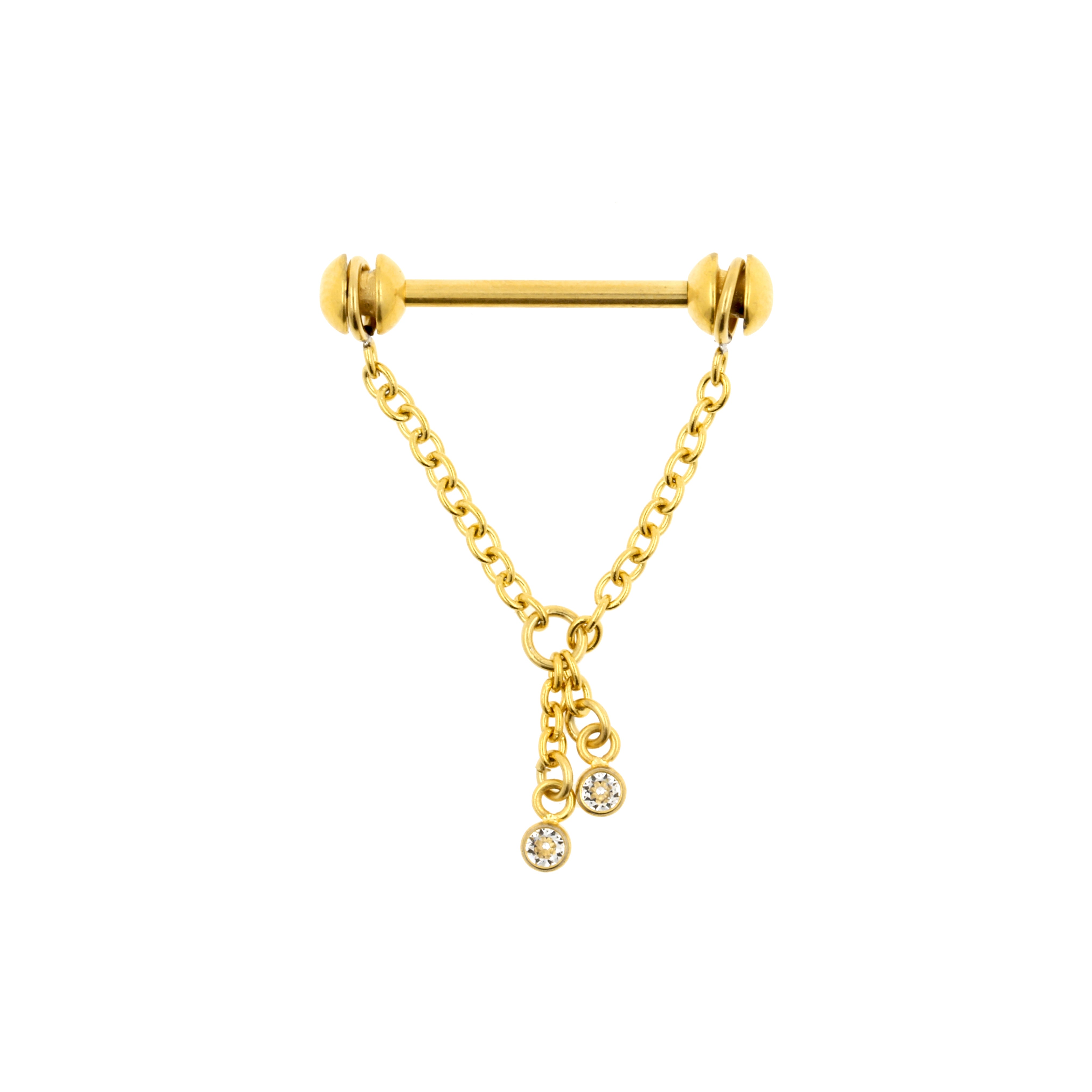 Chirurgisch Stalen Tepel Barbell Met Ketting Goud