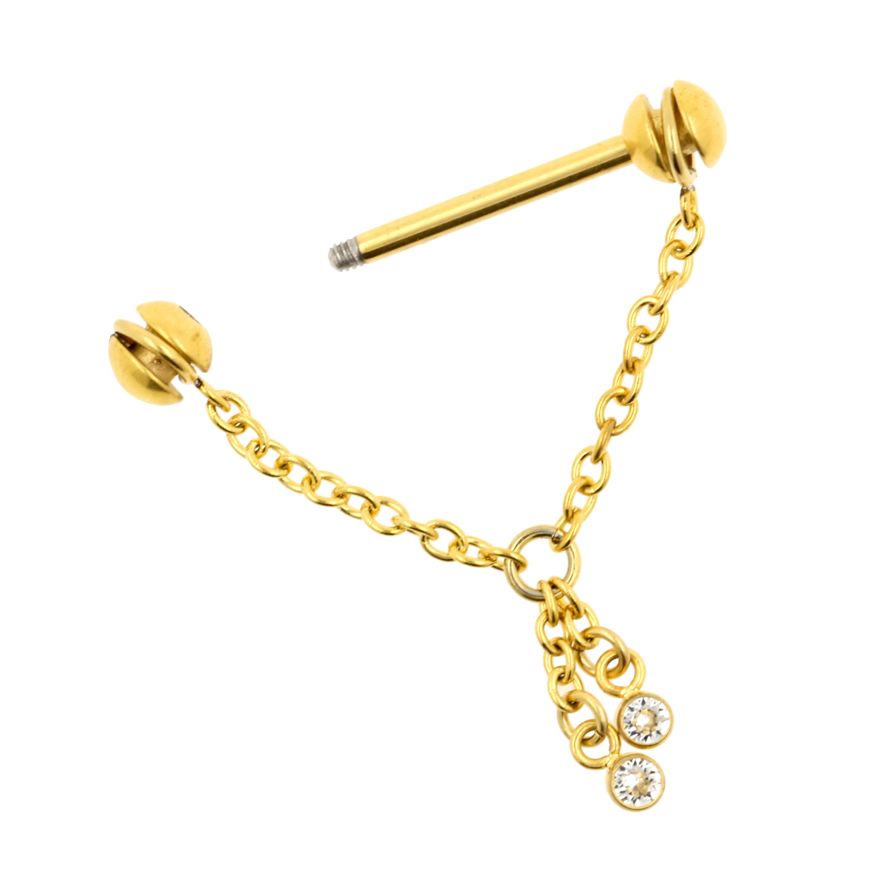 Chirurgisch Stalen Tepel Barbell Met Ketting Goud