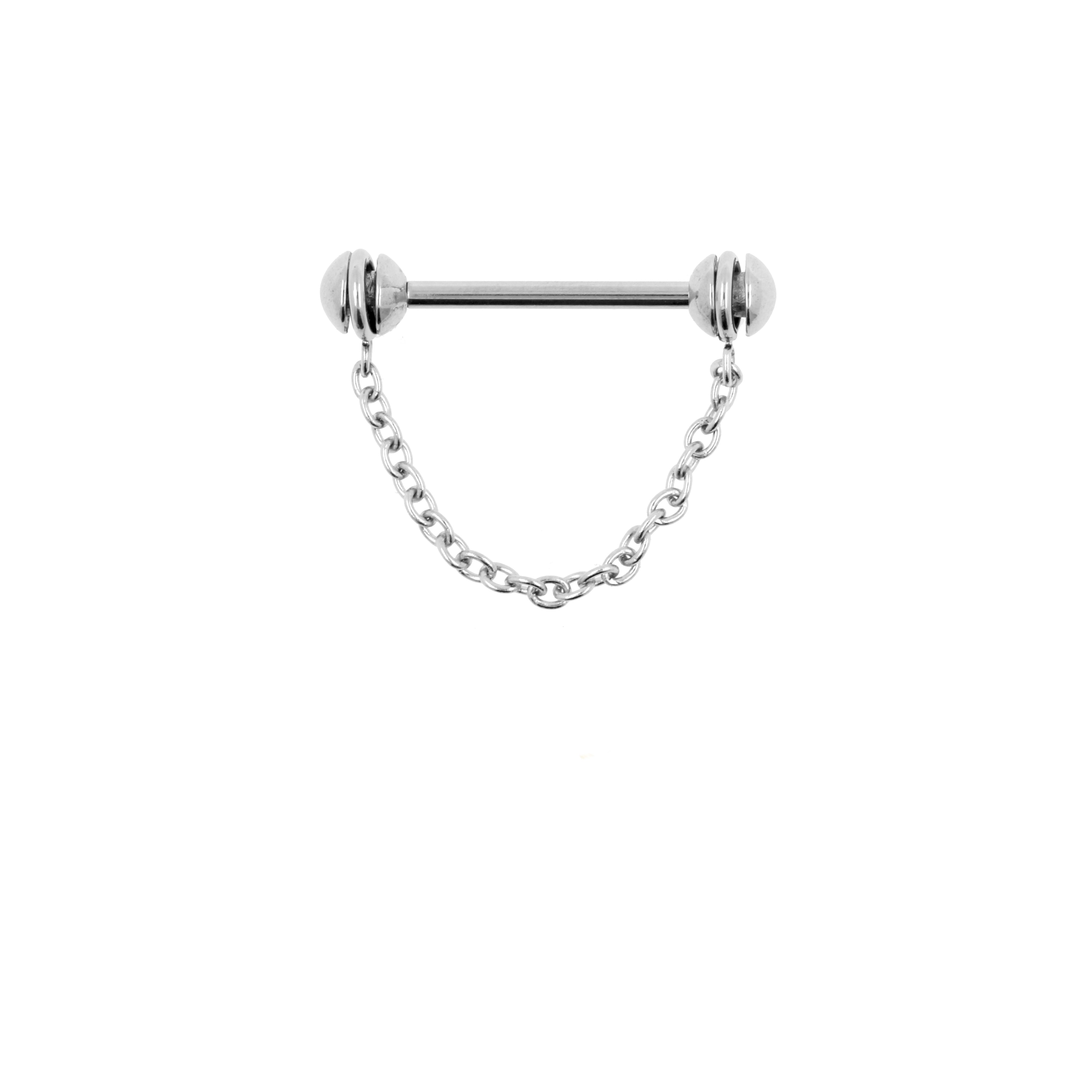 Chirurgisch Stalen Tepel Barbell Met Ketting Zilver