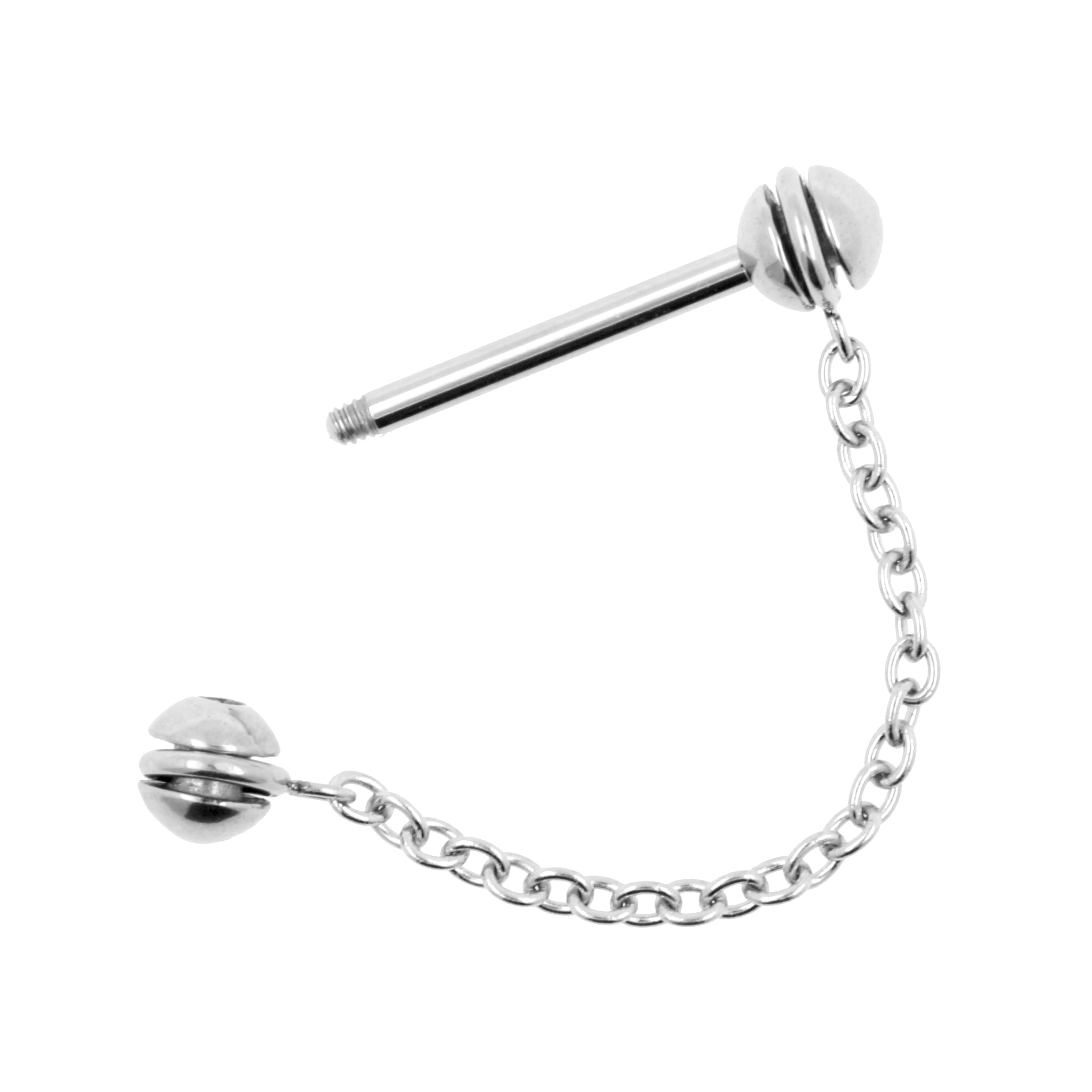 Chirurgisch Stalen Tepel Barbell Met Ketting Zilver