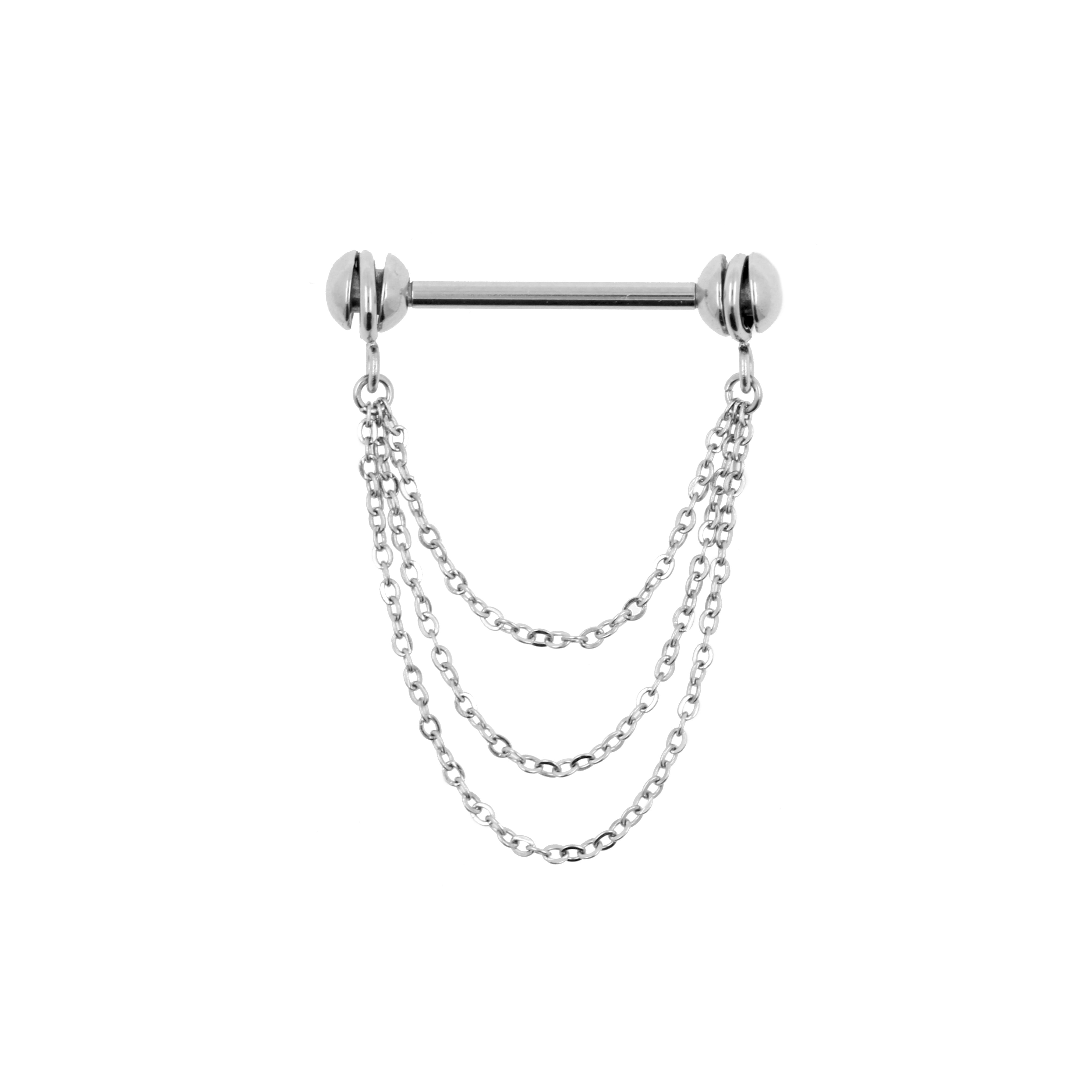 Chirurgisch Stalen Tepel Barbell Met Ketting Zilver