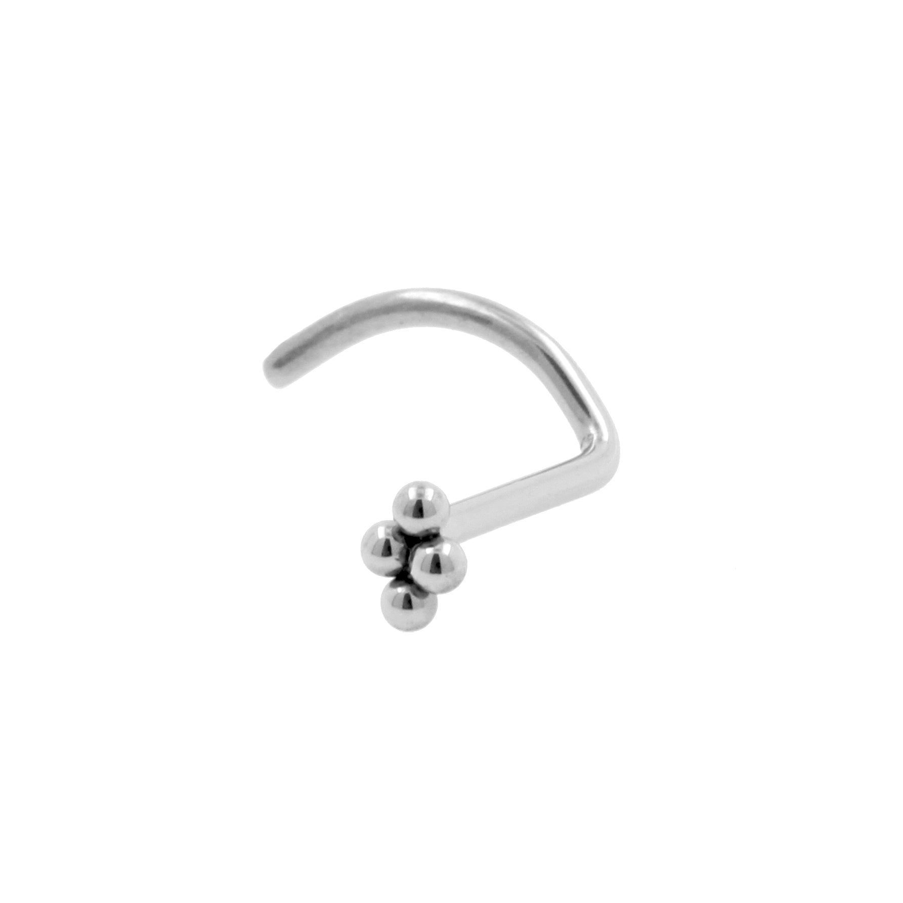 Titanium Nose Stud With Dots Cluster Silver