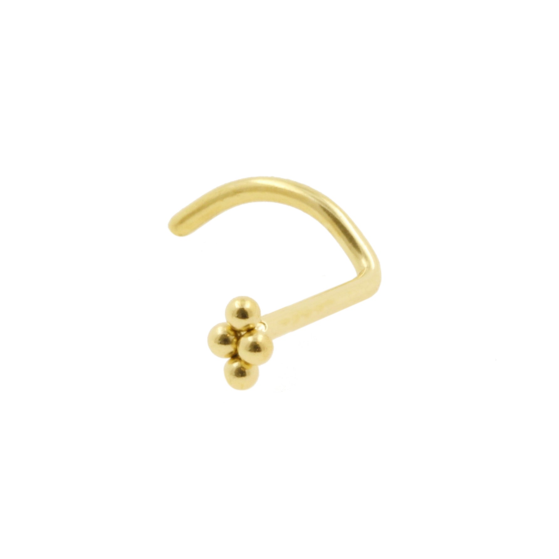 Titanium Nose Stud With Dots Cluster Gold