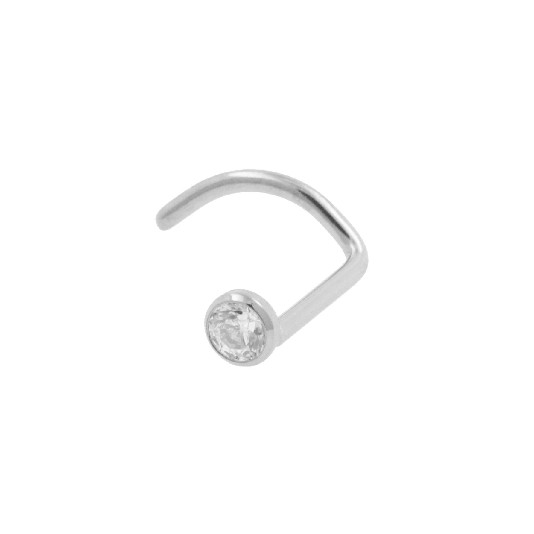 Titanium Nose Stud With Zirconia Silver