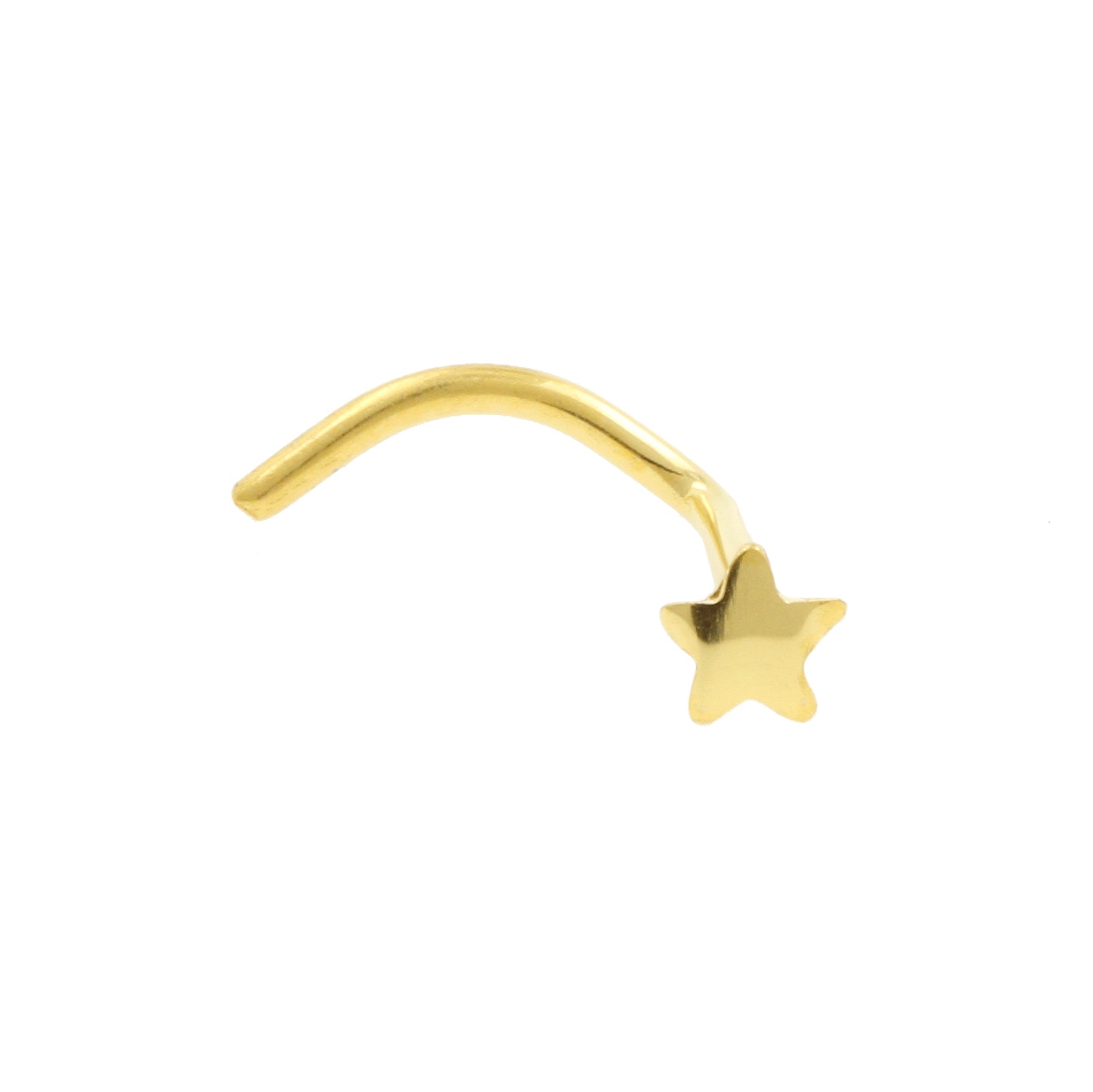 Titanium Nose Stud With Star Gold