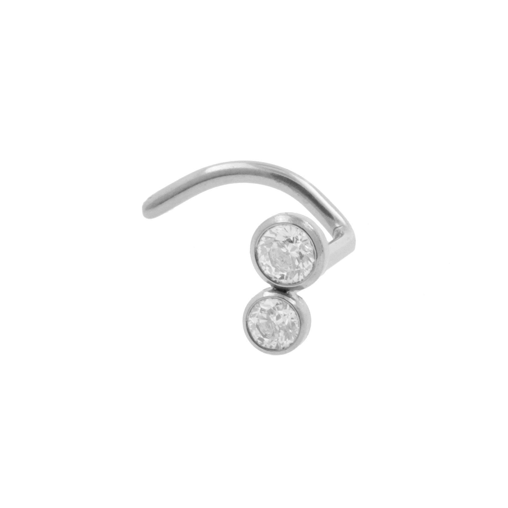 Titanium Nose Stud With Zirconia - Double