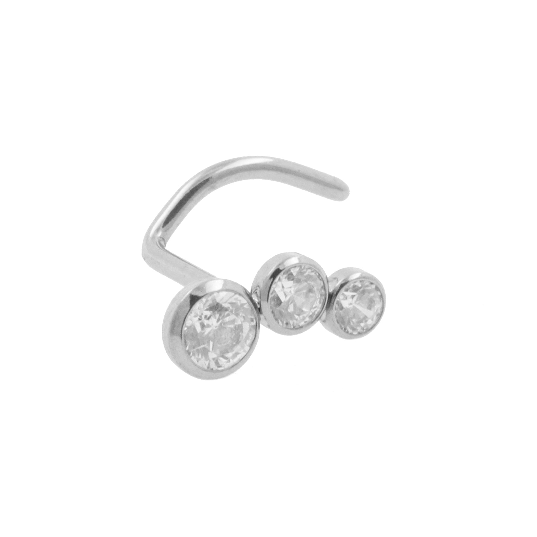 Titanium Nose Stud With Zirconia Bow - Left