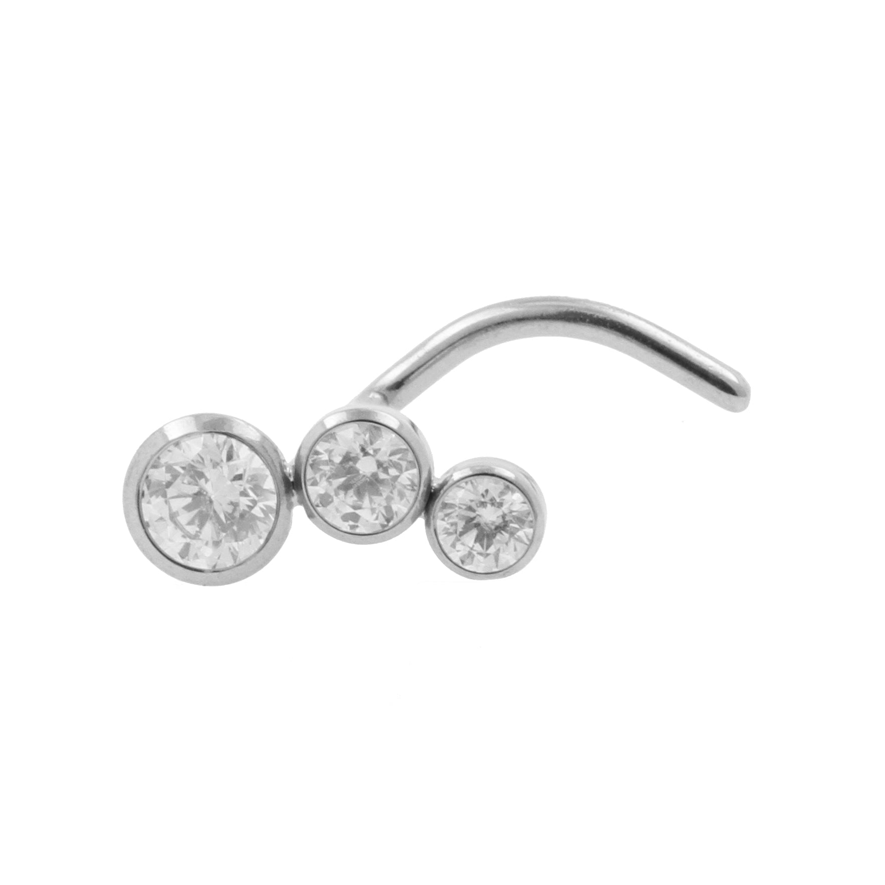 Titanium Nose Stud With Zirconia Bow - Left