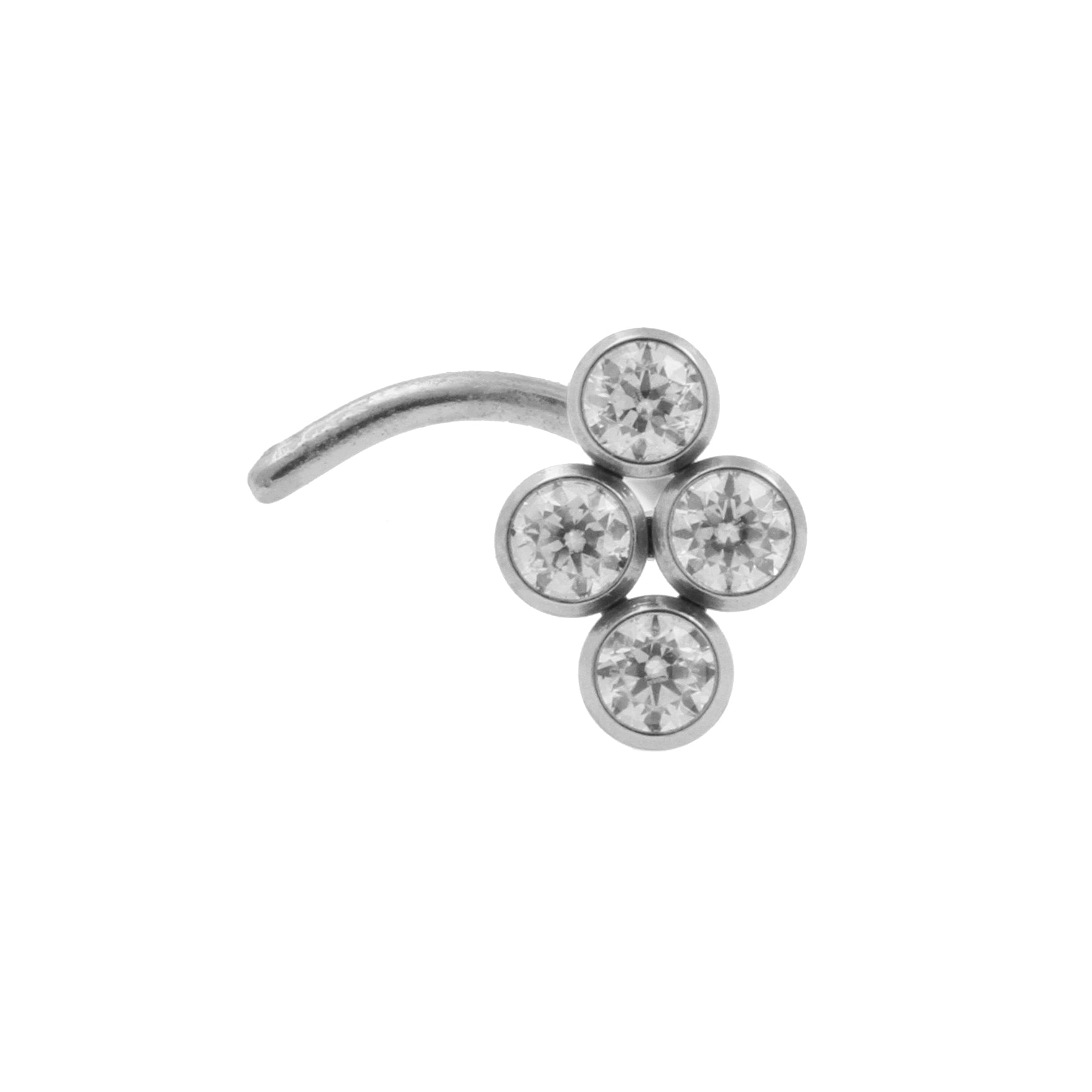 Titanium Nose Stud With Zirconia Cluster