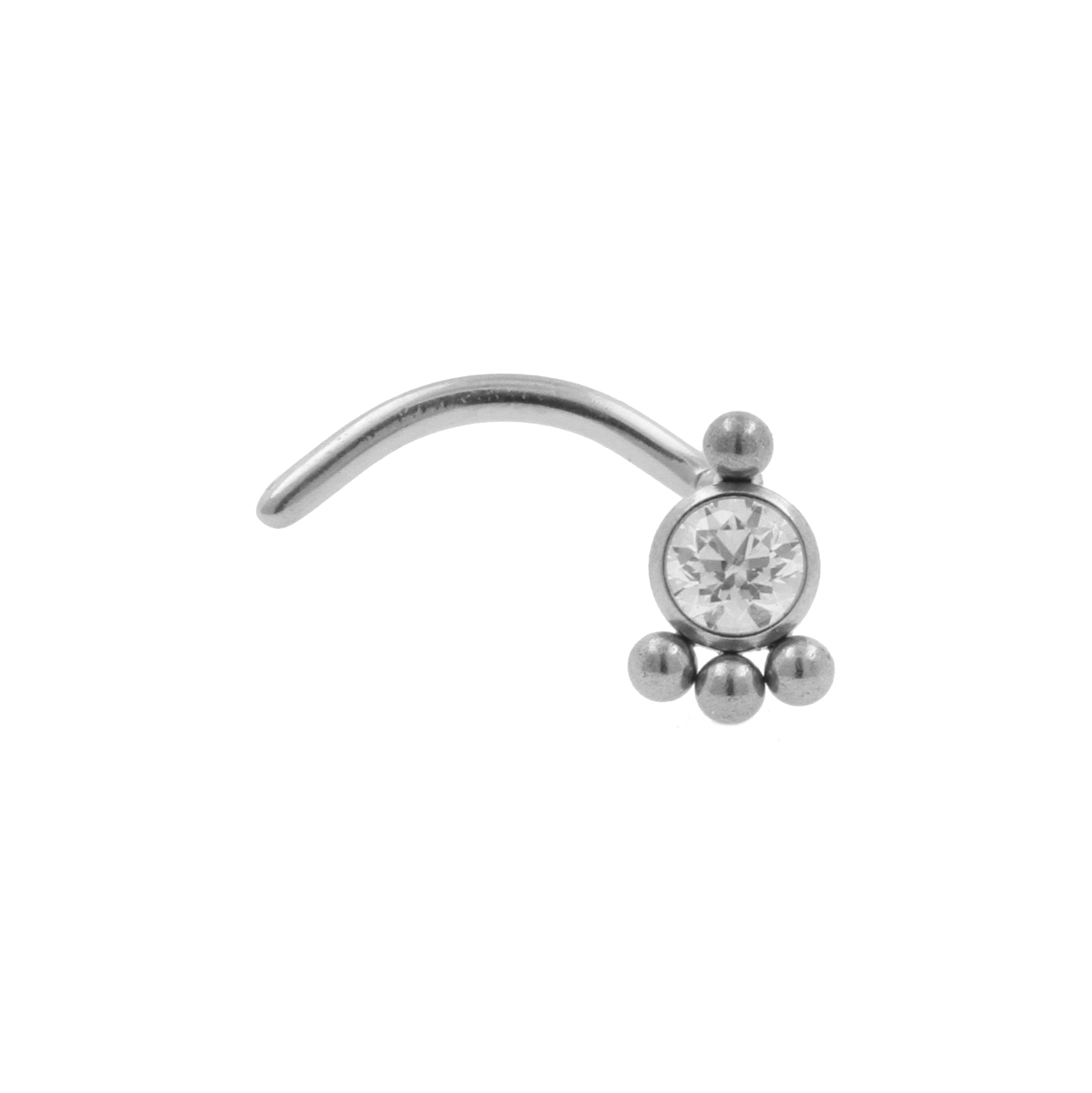 Titanium Nose Stud With Zirconia Cluster