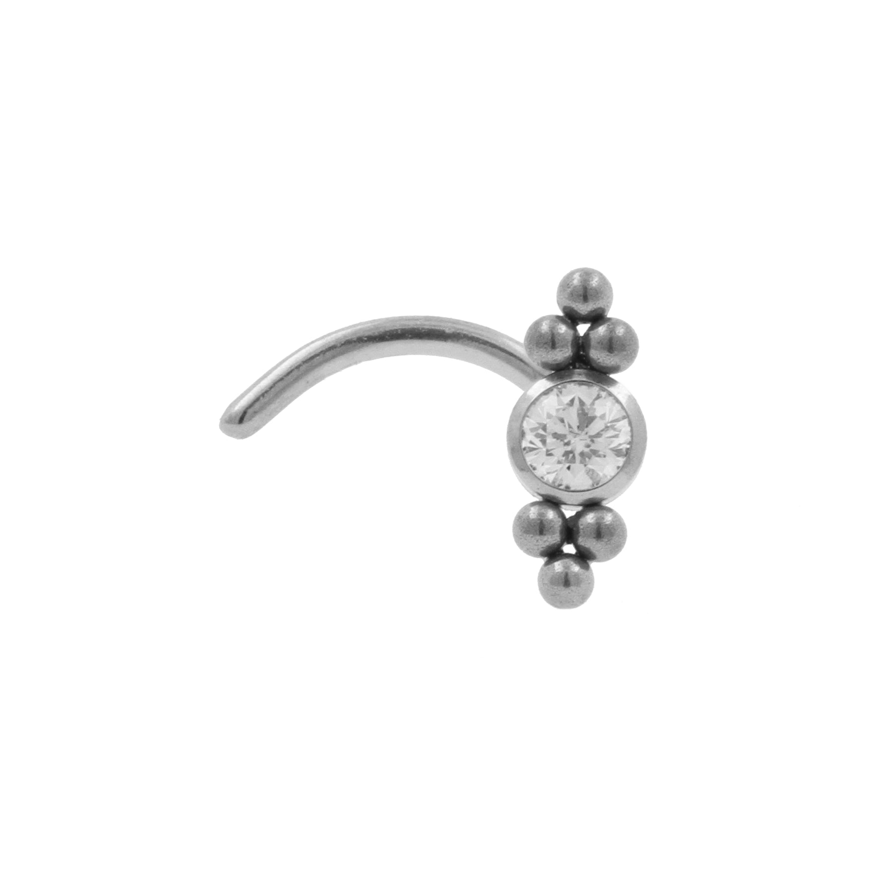 Titanium Nose Stud With Zirconia Cluster