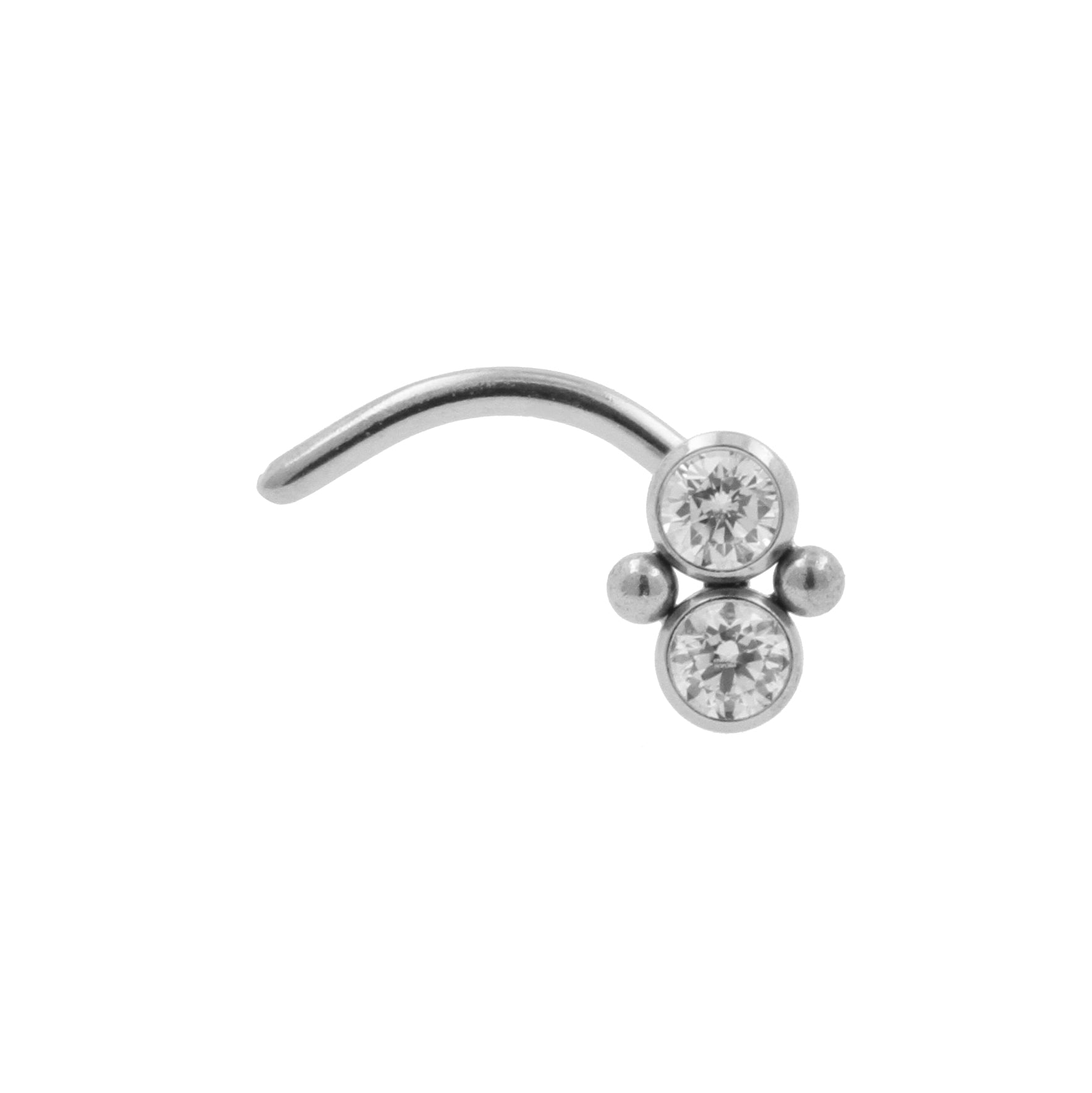 Titanium Nose Stud With Zirconia Cluster