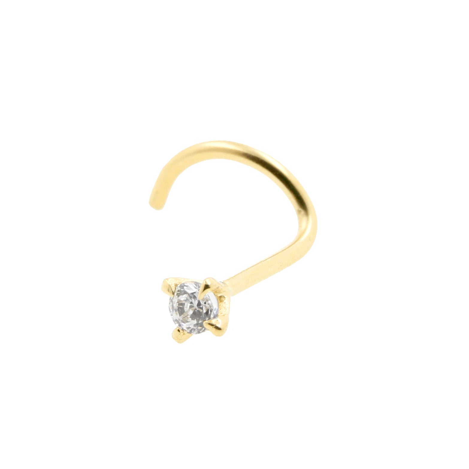 18 Karat Gold Nosestud With Prong Set Zirconia Clear