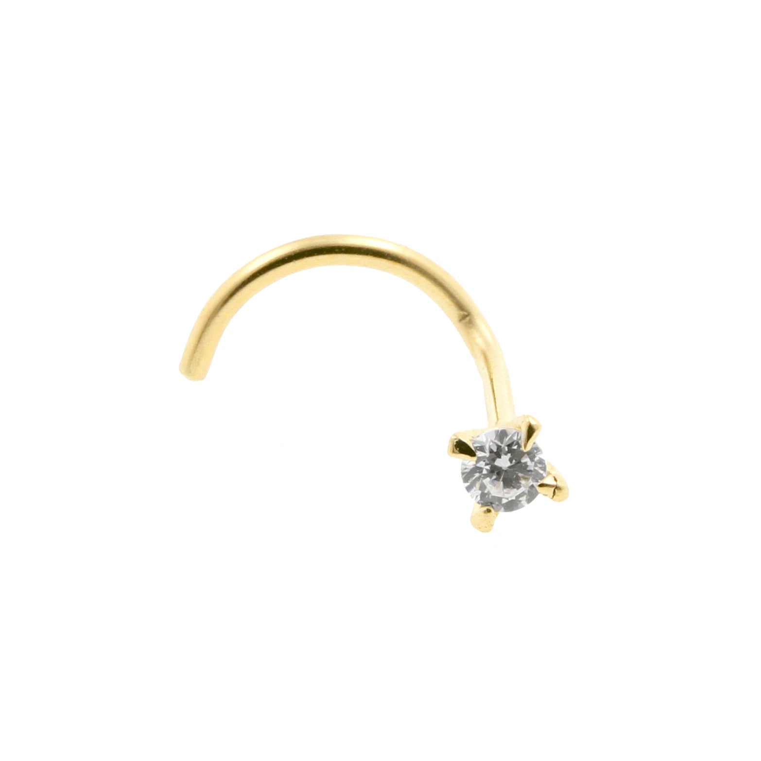 18 Karat Gold Nosestud With Prong Set Zirconia Clear