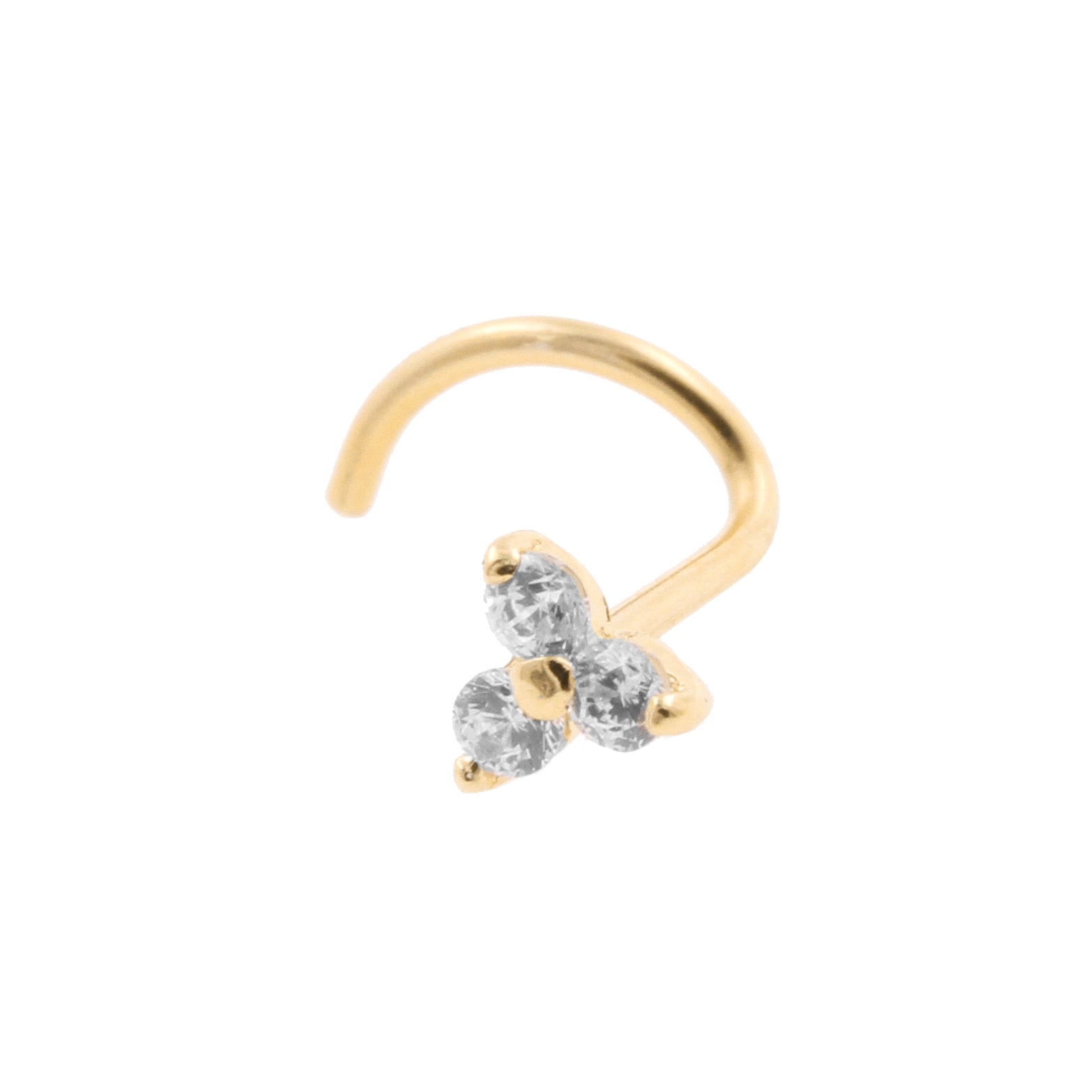 18 Karat Gold Nosestud Trinity With Zirconia Clear