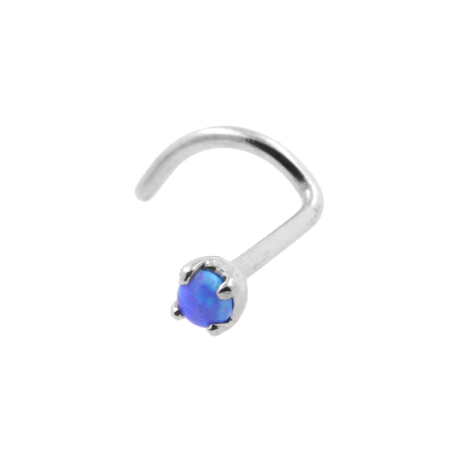 Surgical Steel Prong-set Opal Nosestud Sapphire Blue Opal