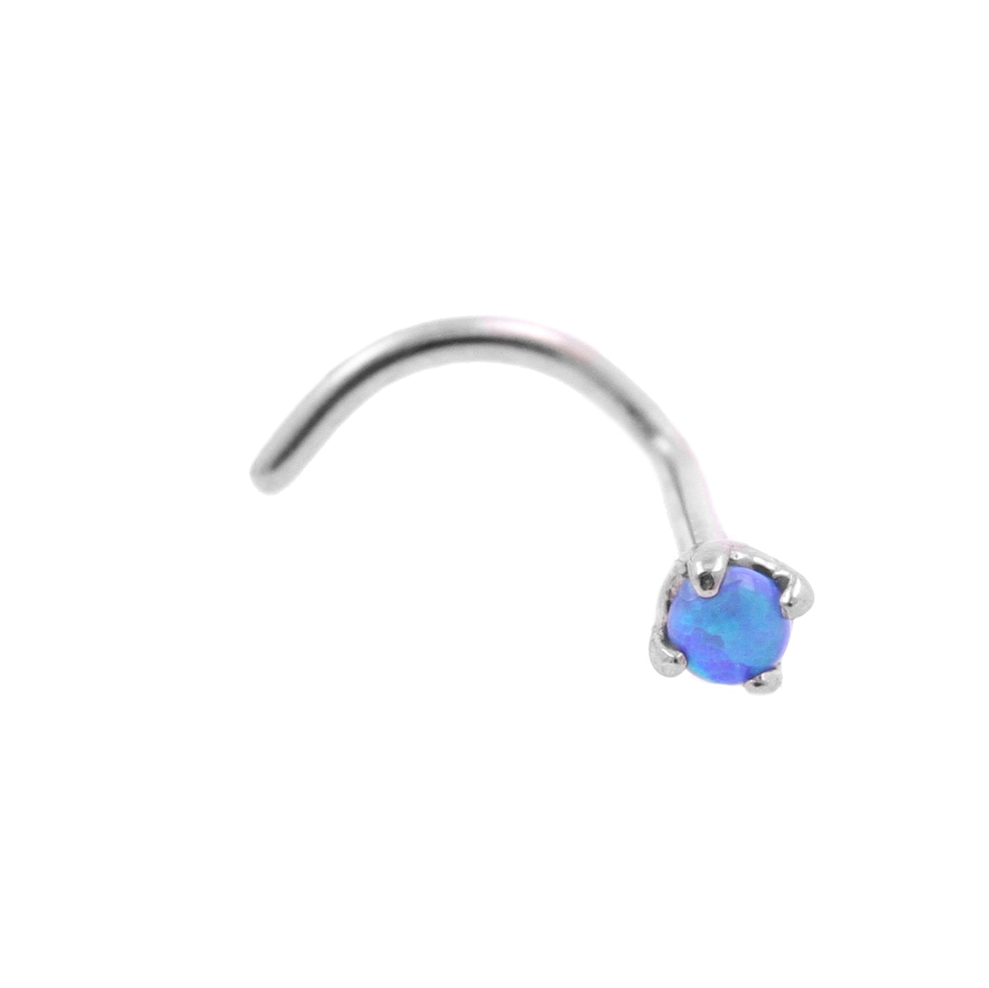 Surgical Steel Prong-set Opal Nosestud Sapphire Blue Opal