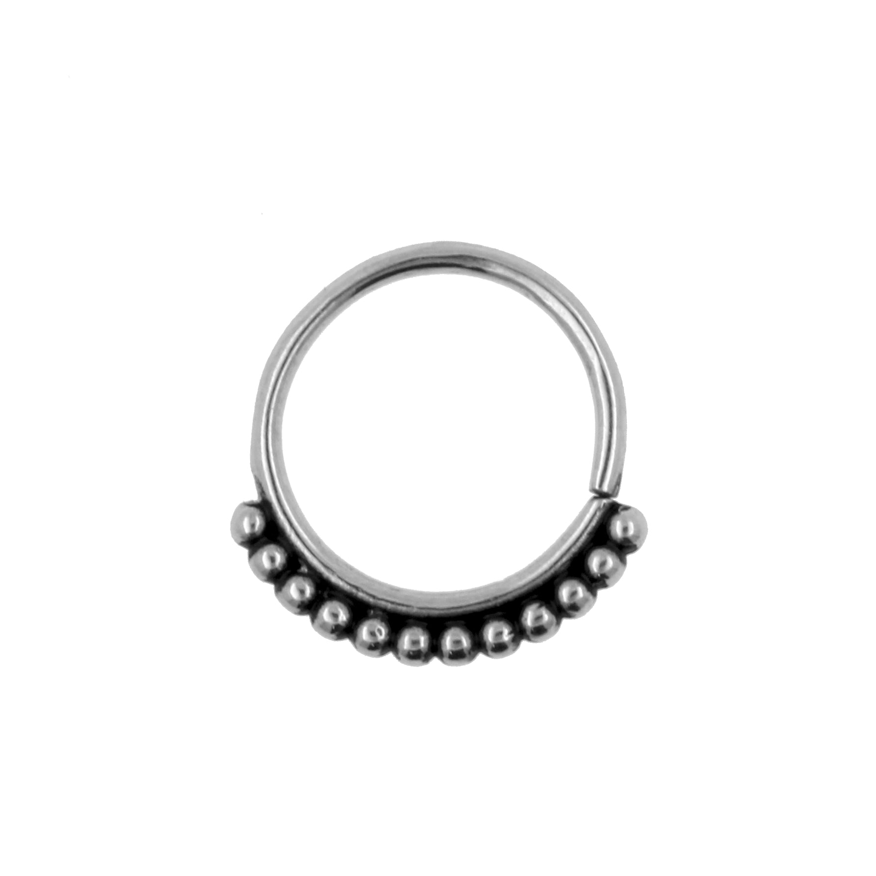 Surgical Steel Continuous Ring - Vintage Dots Silver