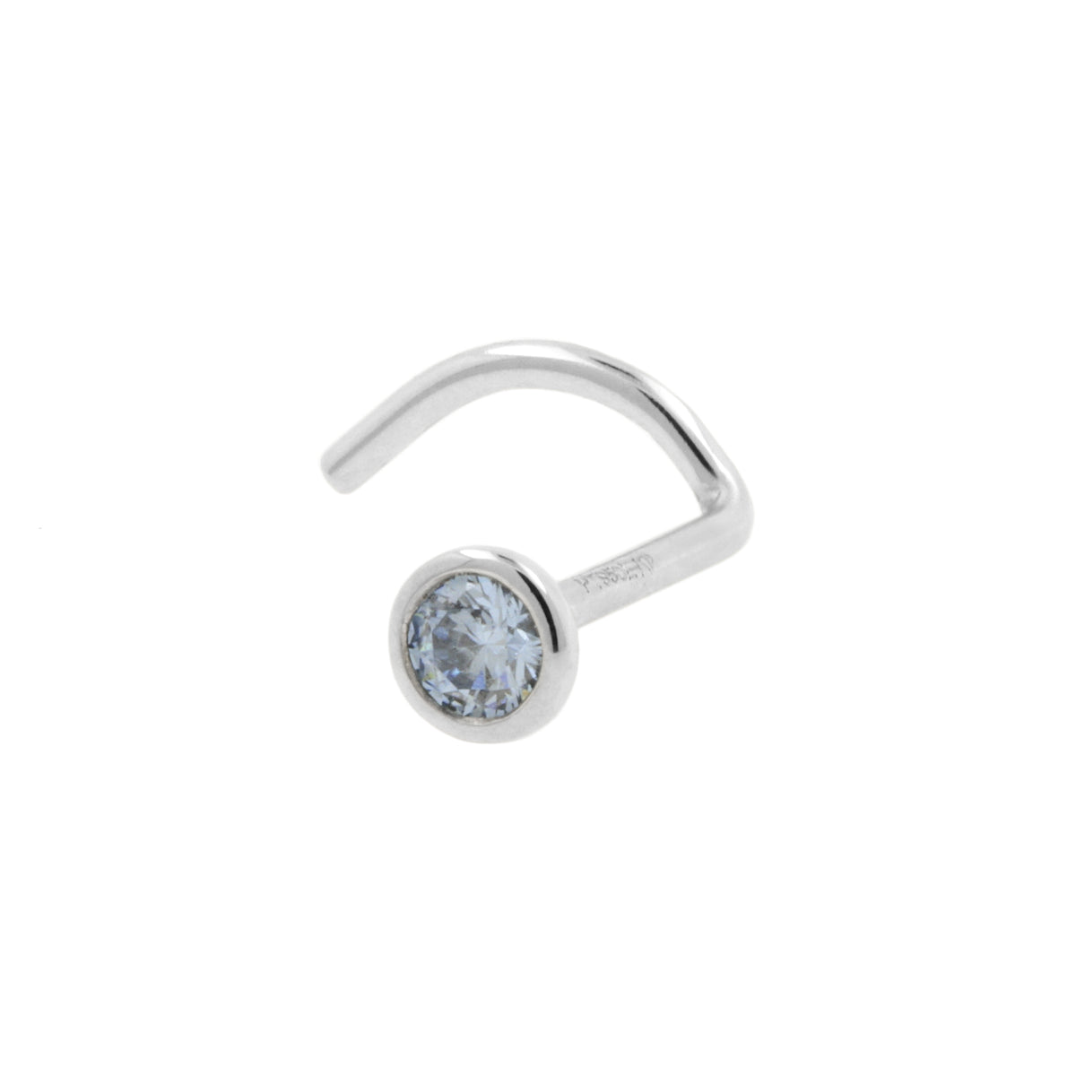 Platinum Nose Stud With Blue Diamond