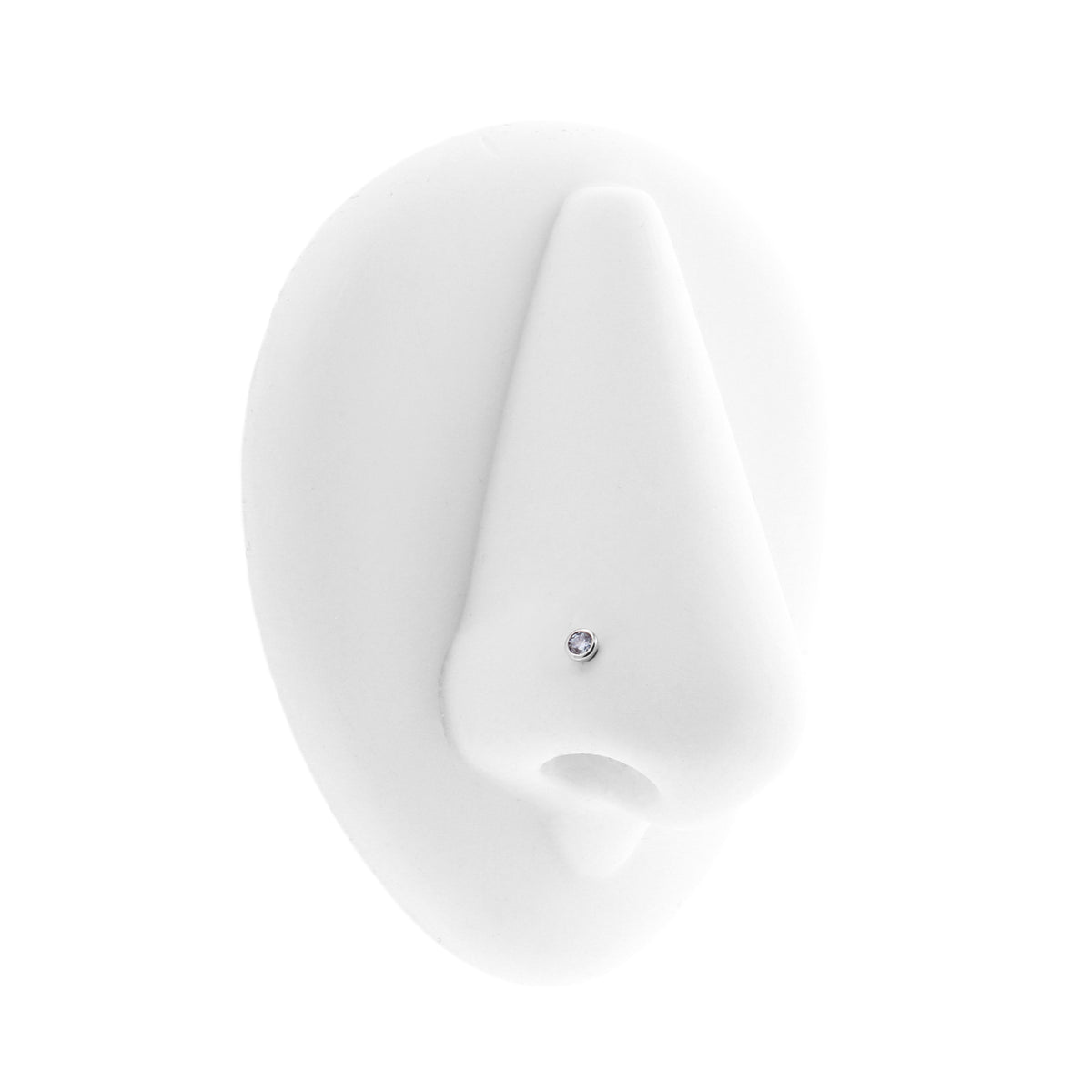 Platinum Nose Stud With Blue Diamond