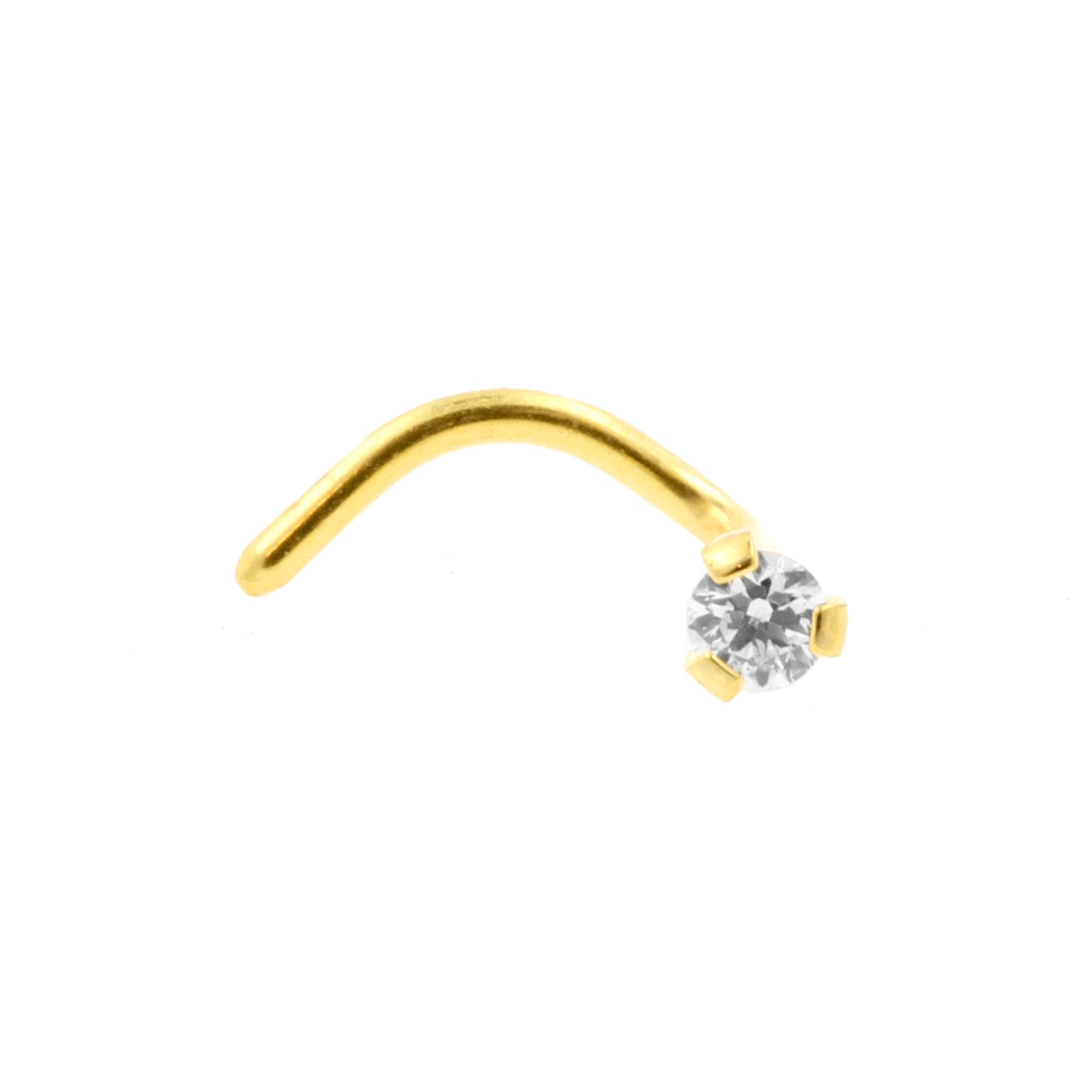 Titanium Nose Stud With Prong Set Zirconia