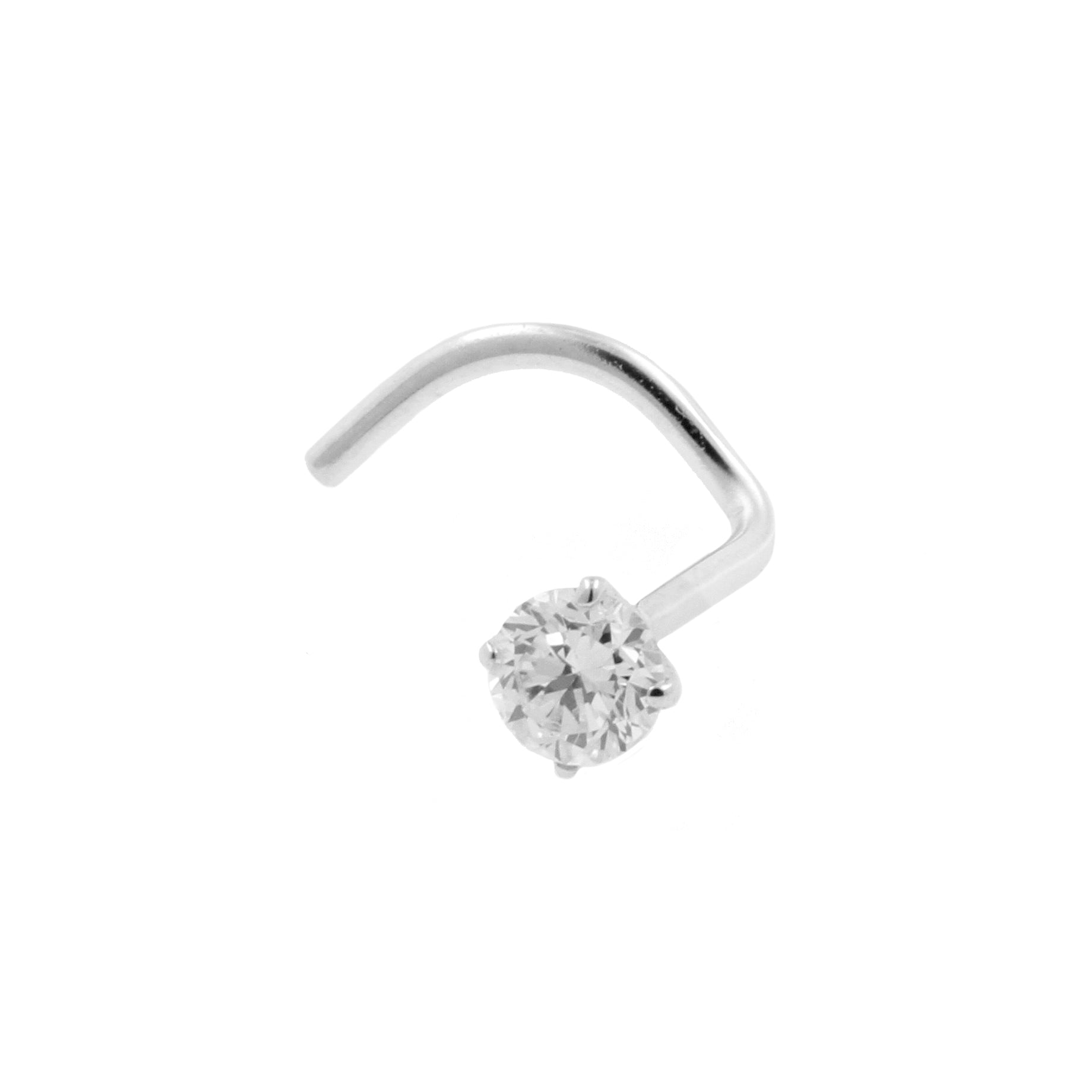 18 Karat White Gold Nose Stud With Diamond