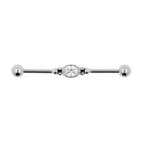 Chirurgisch Stalen Industrial Barbell Met Zirkonia - Oval Jewel Zilver