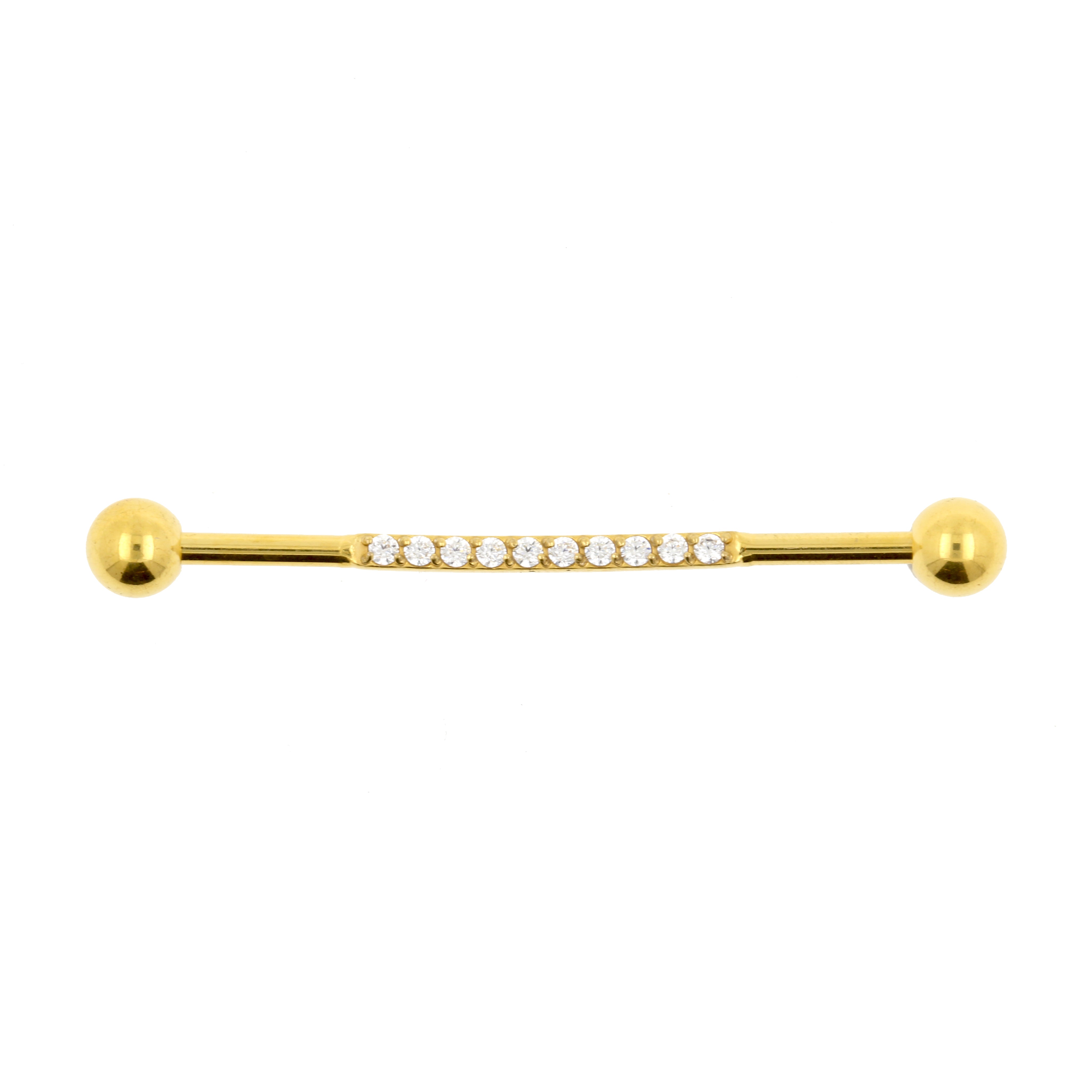 Surgical Steel Jewelled Industrial Barbell Gold