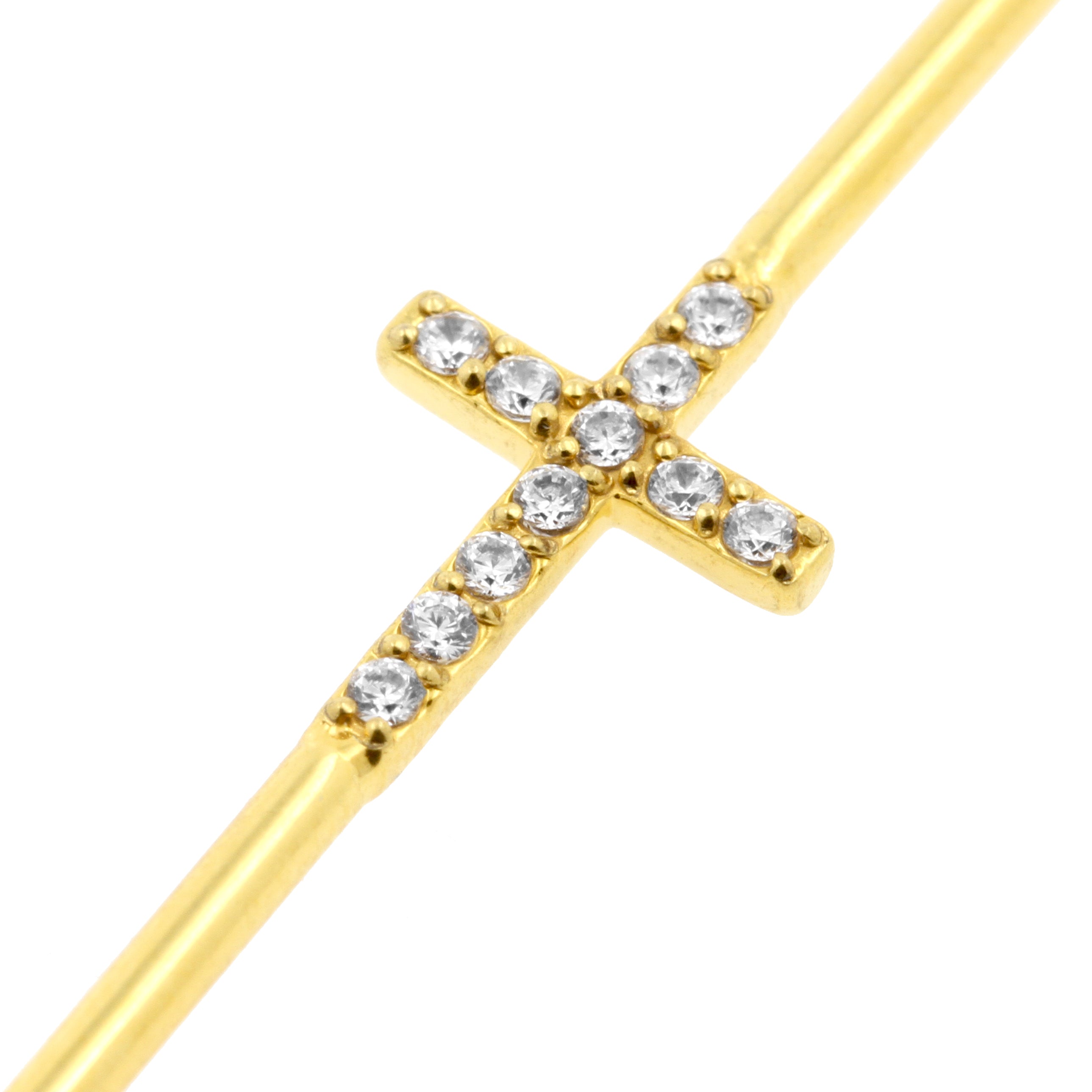 Chirurgisch Stalen Industrial Barbell Met Zirkonia - Cross Goud