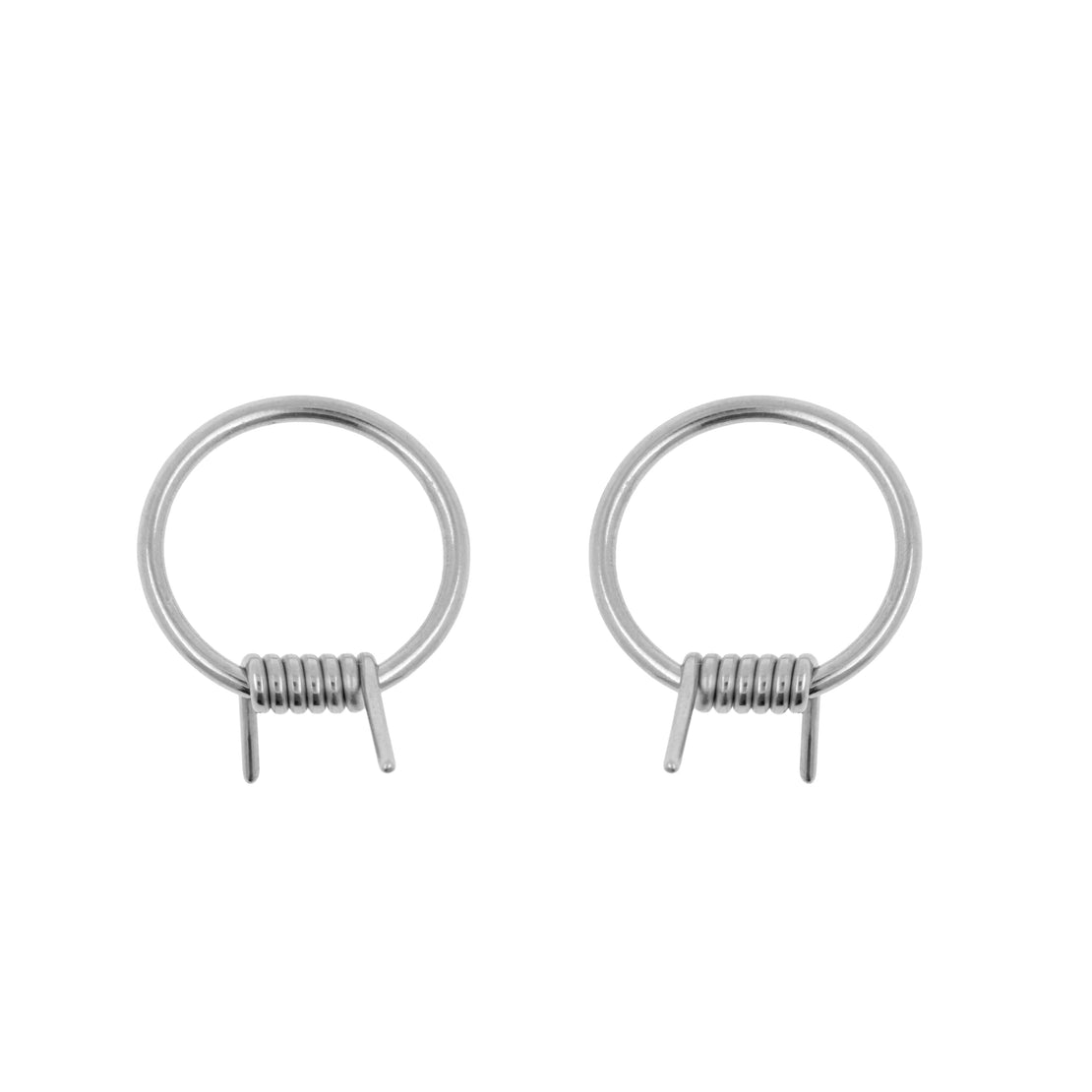 Surgical Steel Ball Closure Ring - Barbed Wire Silver