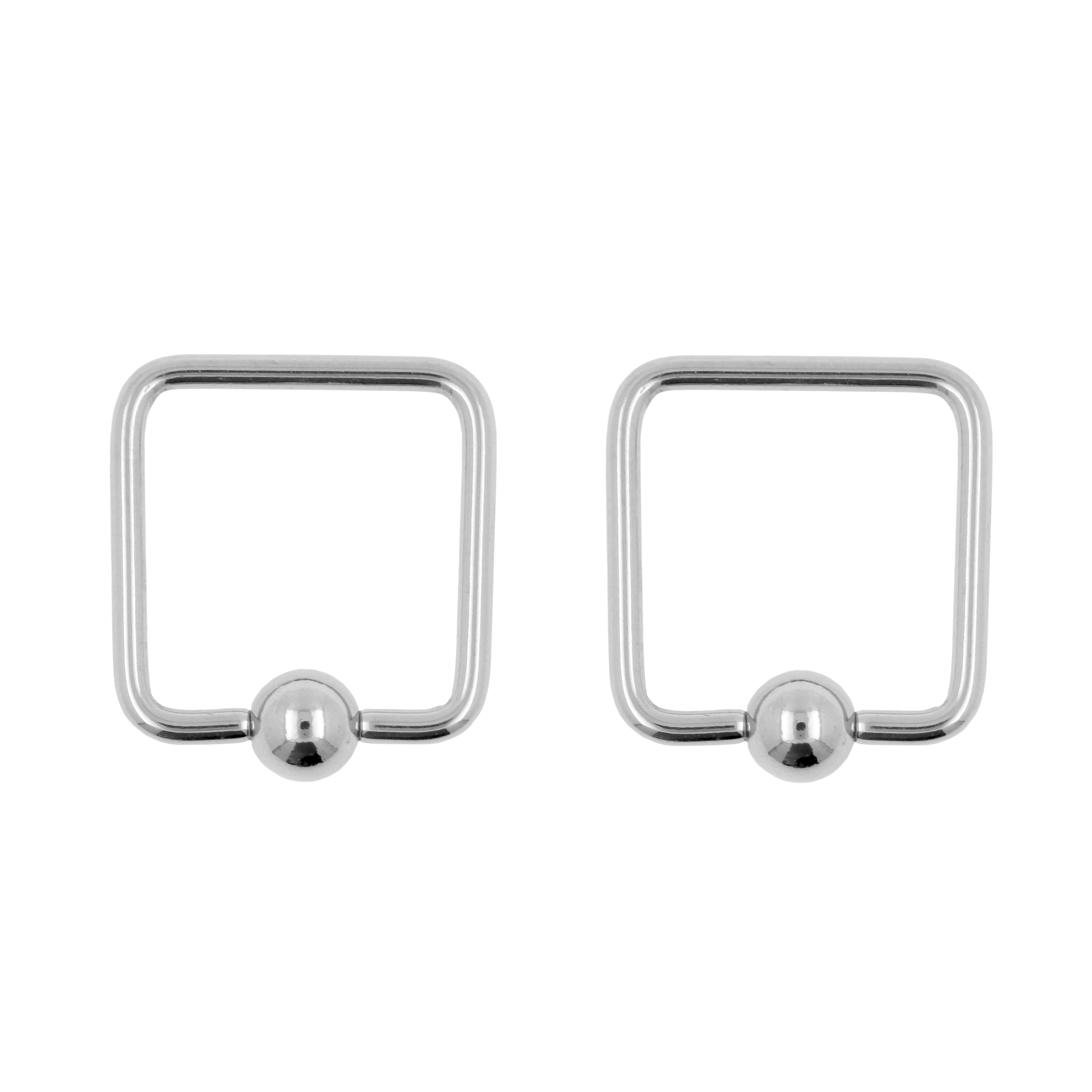 Chirurgisch Staal Ball Closure Ring - Vierkant met Bal Zilver