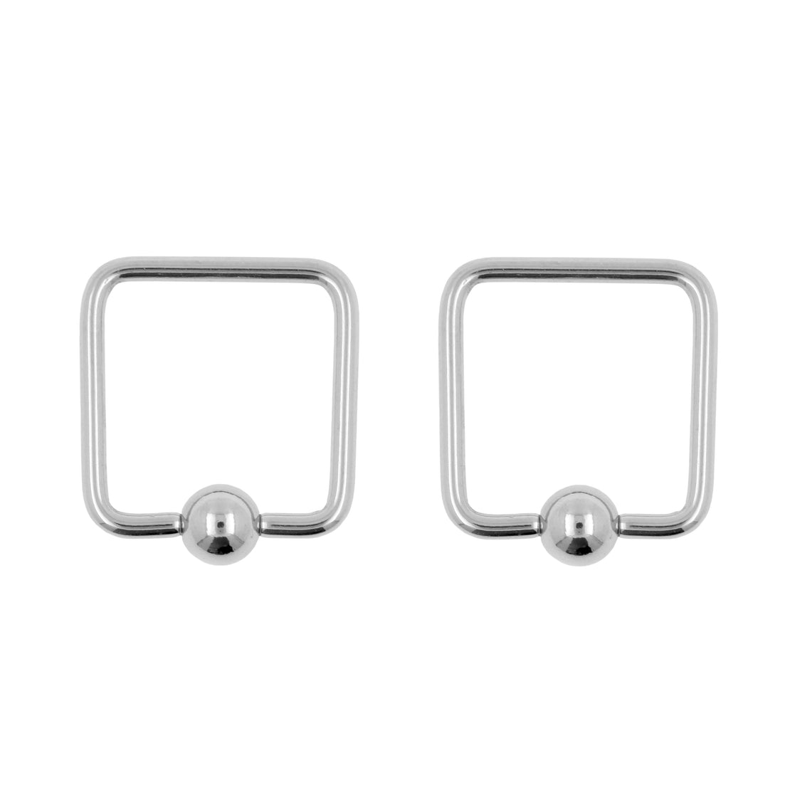 Surgical Steel Ball Closure Ring - Square With Ball Silver
