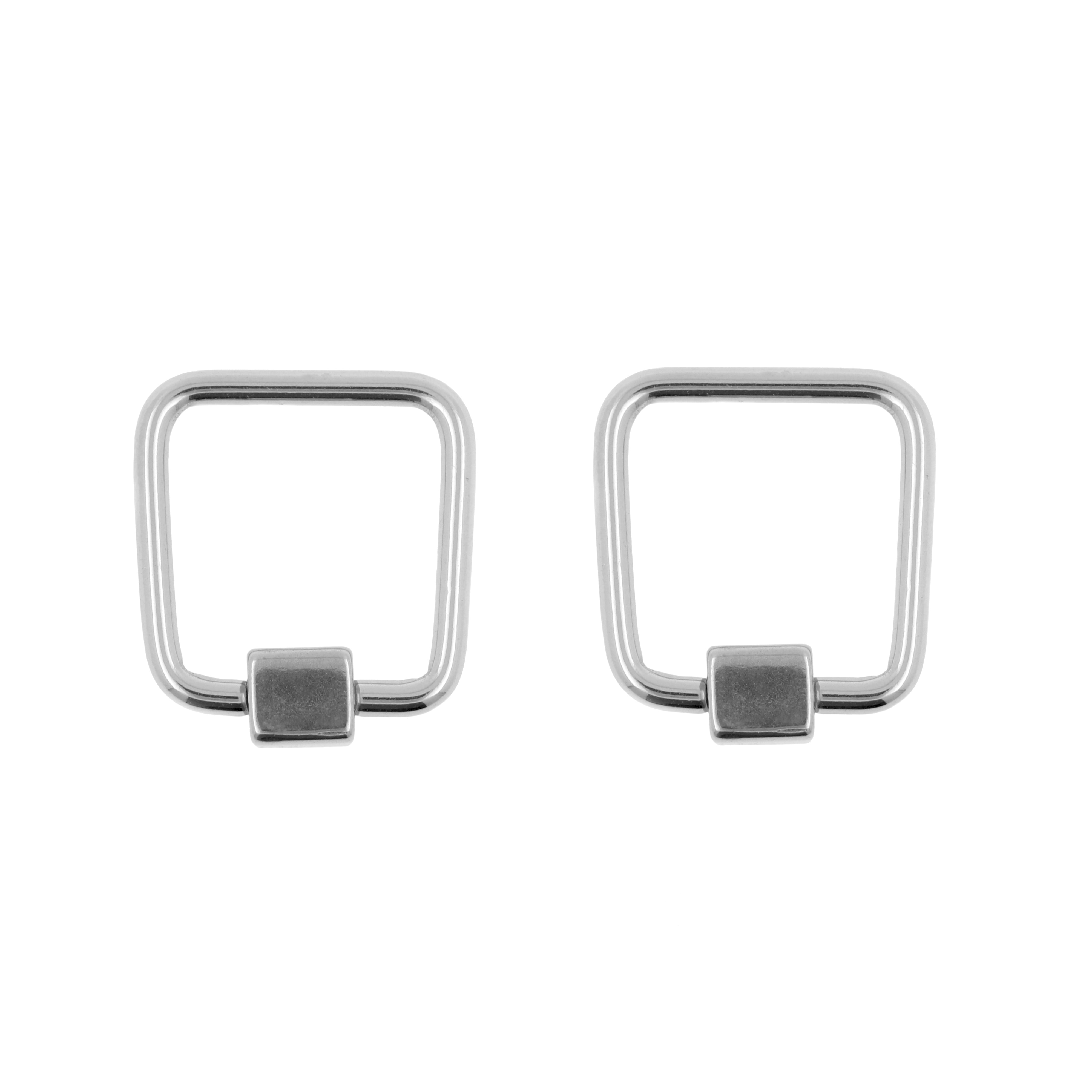 Chirurgisch Staal Ball Closure Ring - Vierkant met Kubus Zilver