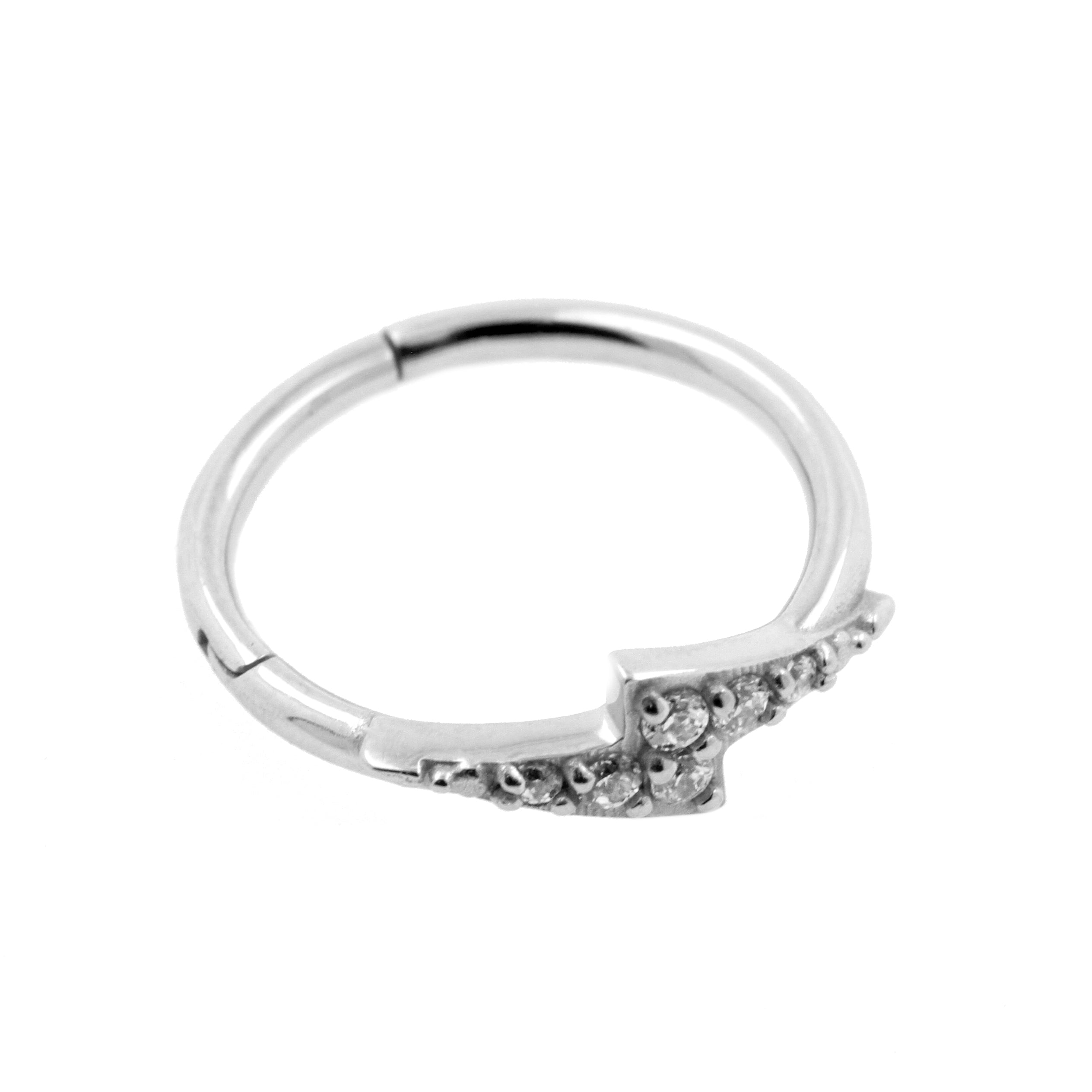 Nikkelvrij Stalen Conch Clicker - Zirkonia Flash Zilver