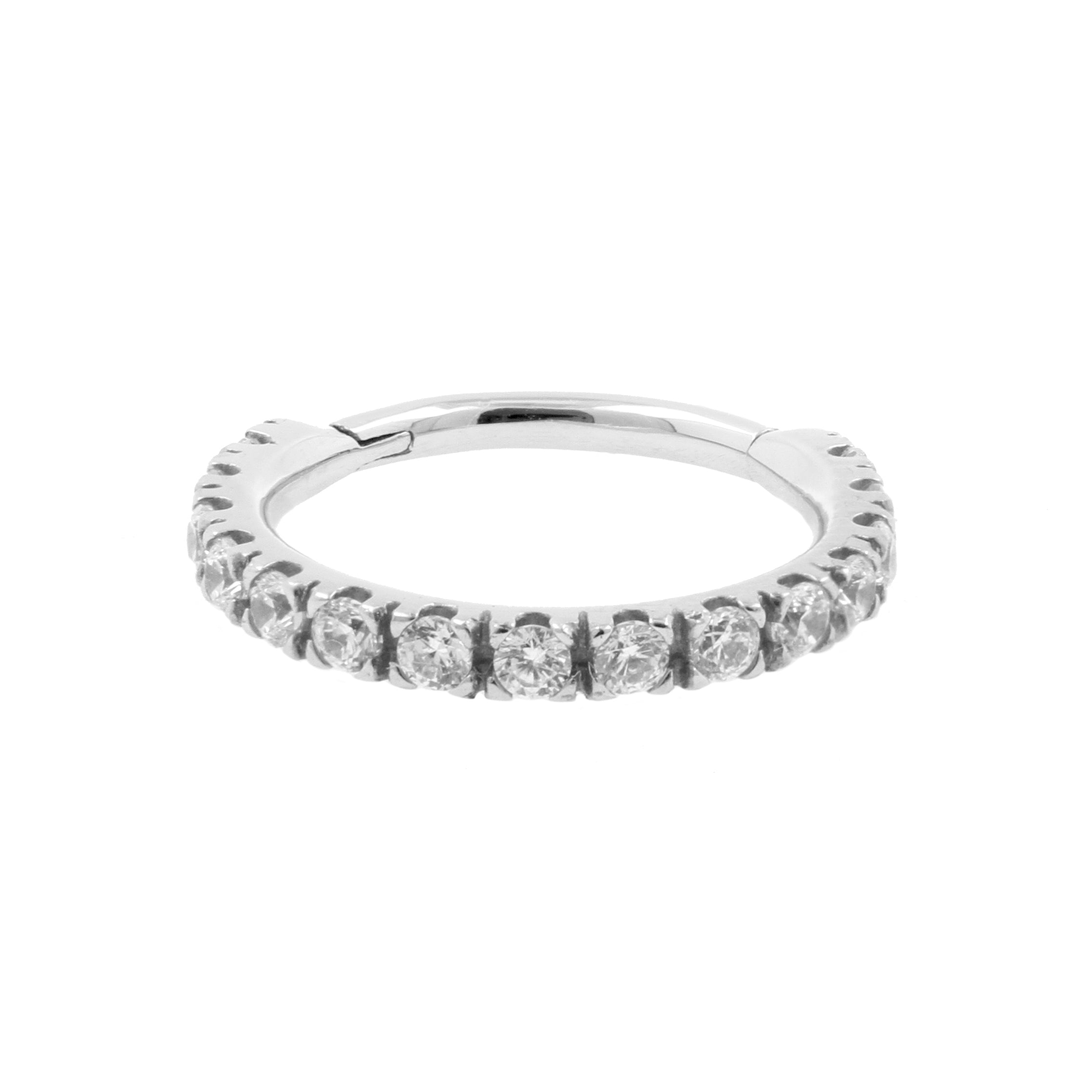 Nikkelvrij Stalen Click Ring - 1,5 mm Zirkonia Clear