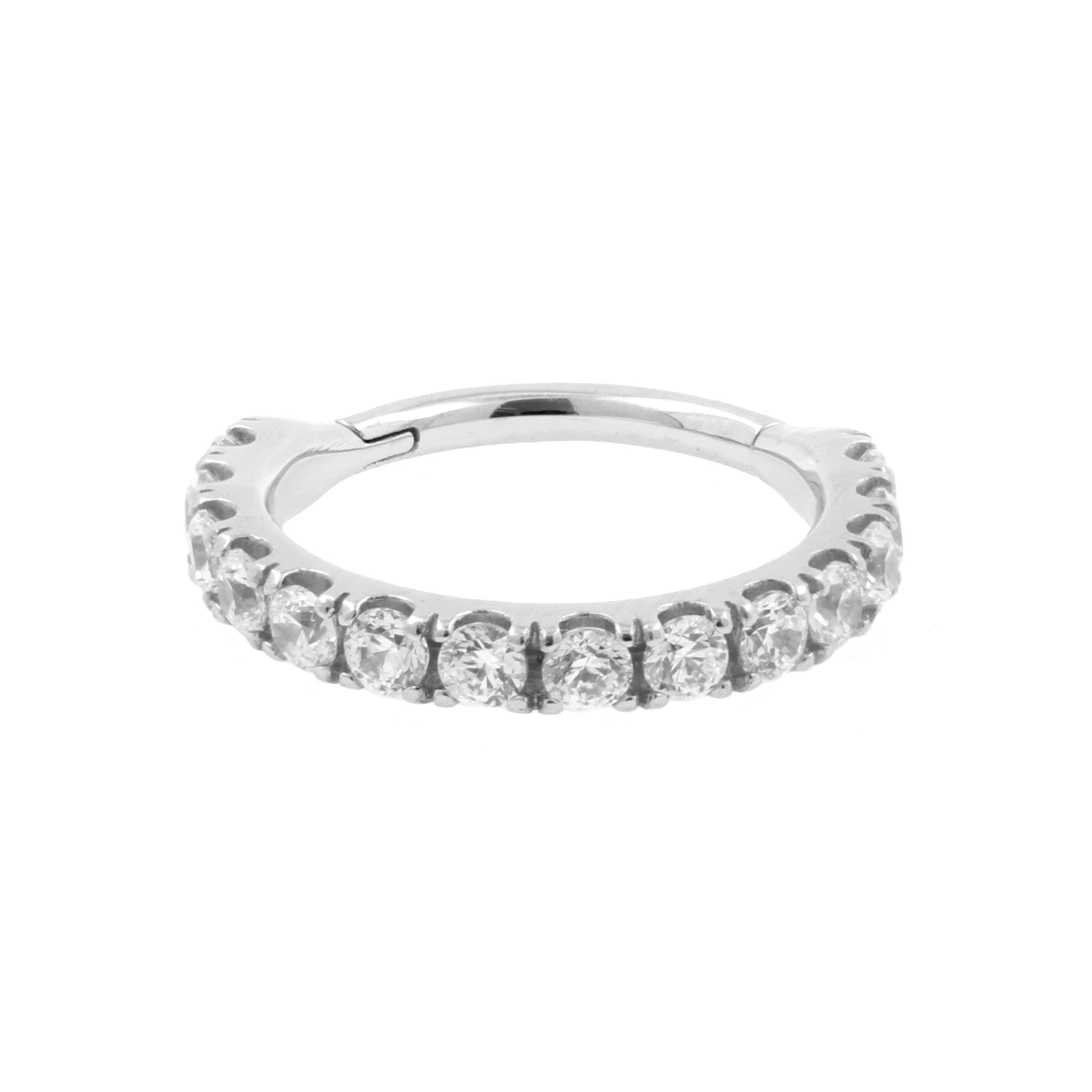 Nikkelvrij Stalen Click Ring - 1,75 mm Zirkonia Clear