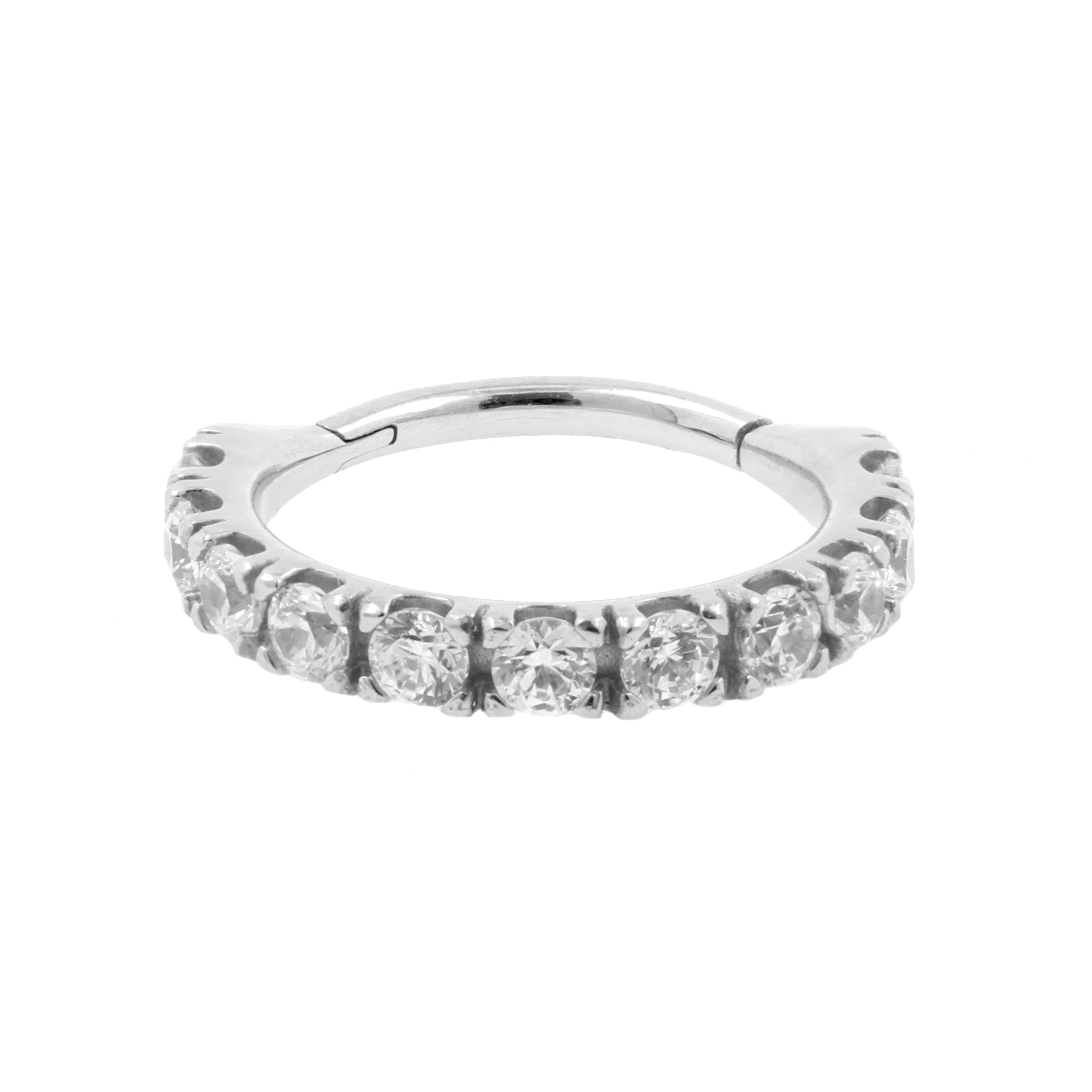 Nikkelvrij Stalen Click Ring - 2 mm Zirkonia Clear